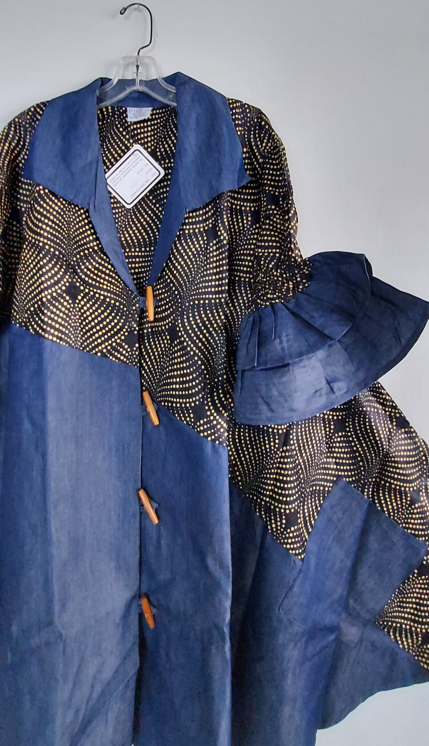 Denim Shirt Dress with Ankara African Print 3139 - O