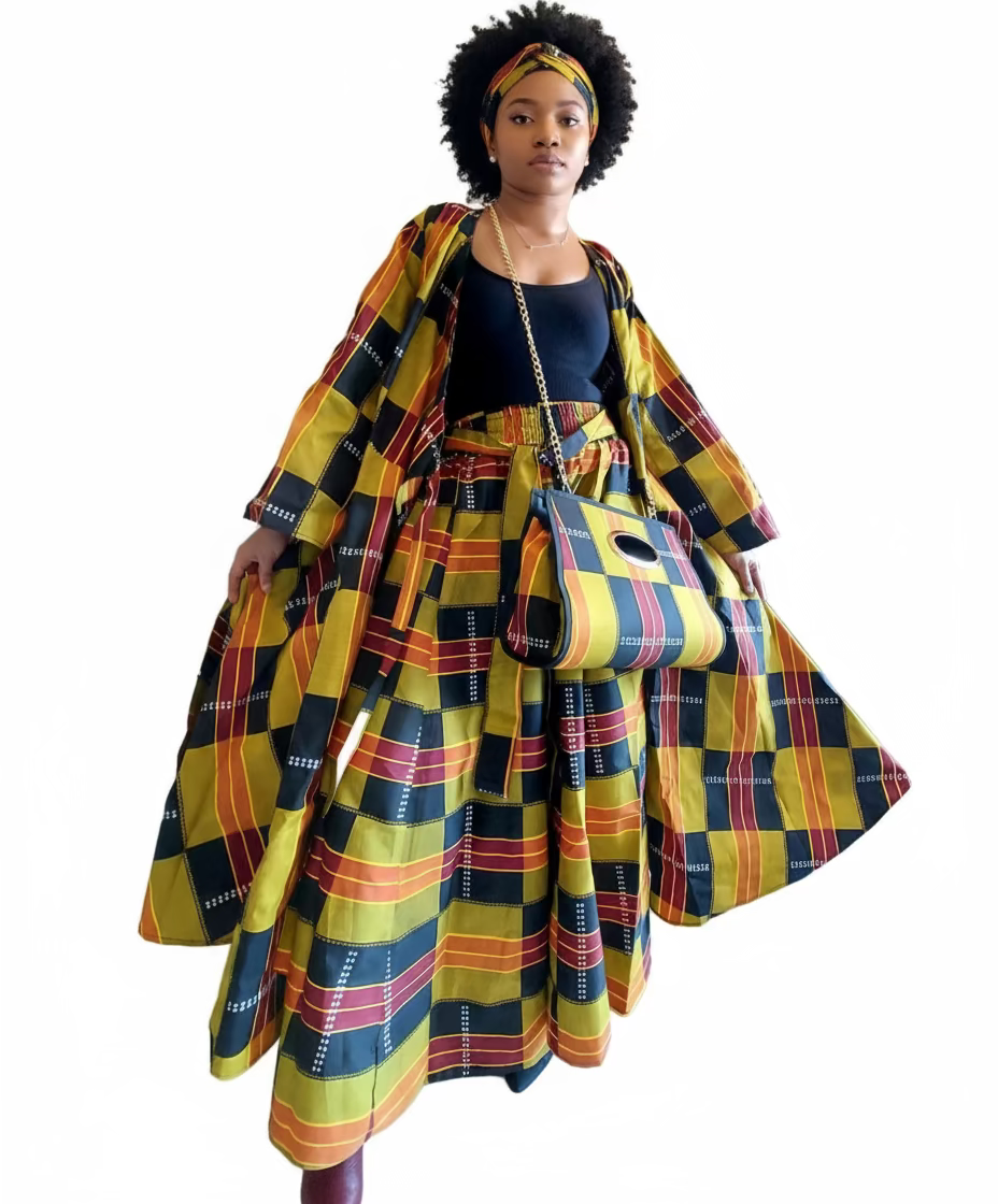 3pcs Set Maxi Skirt Pocketbook wrap Dress H