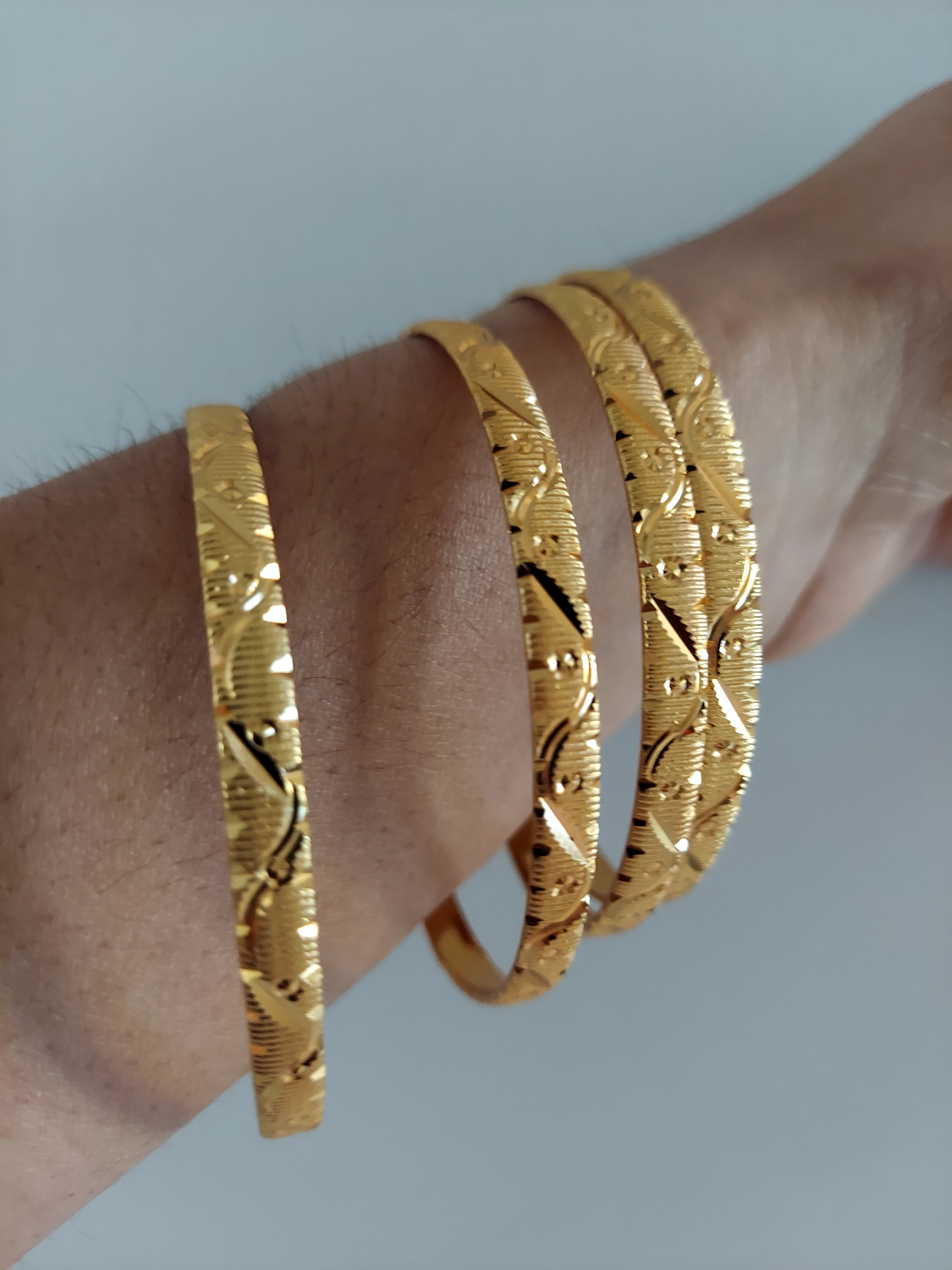 4Pcs Stacable Bangles Set-Gold Plated