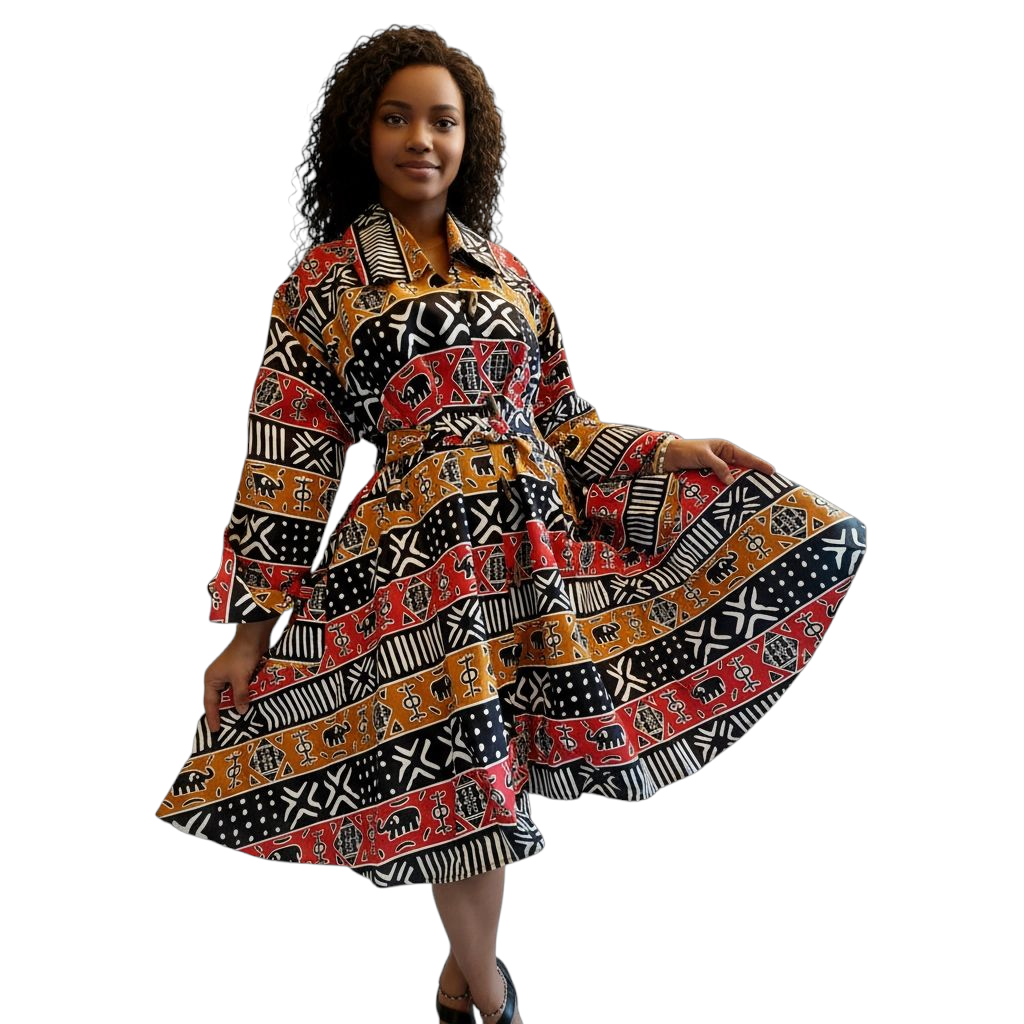 Cotton Short  Dress / Blouse- Ankara Print- 243 / DRS029