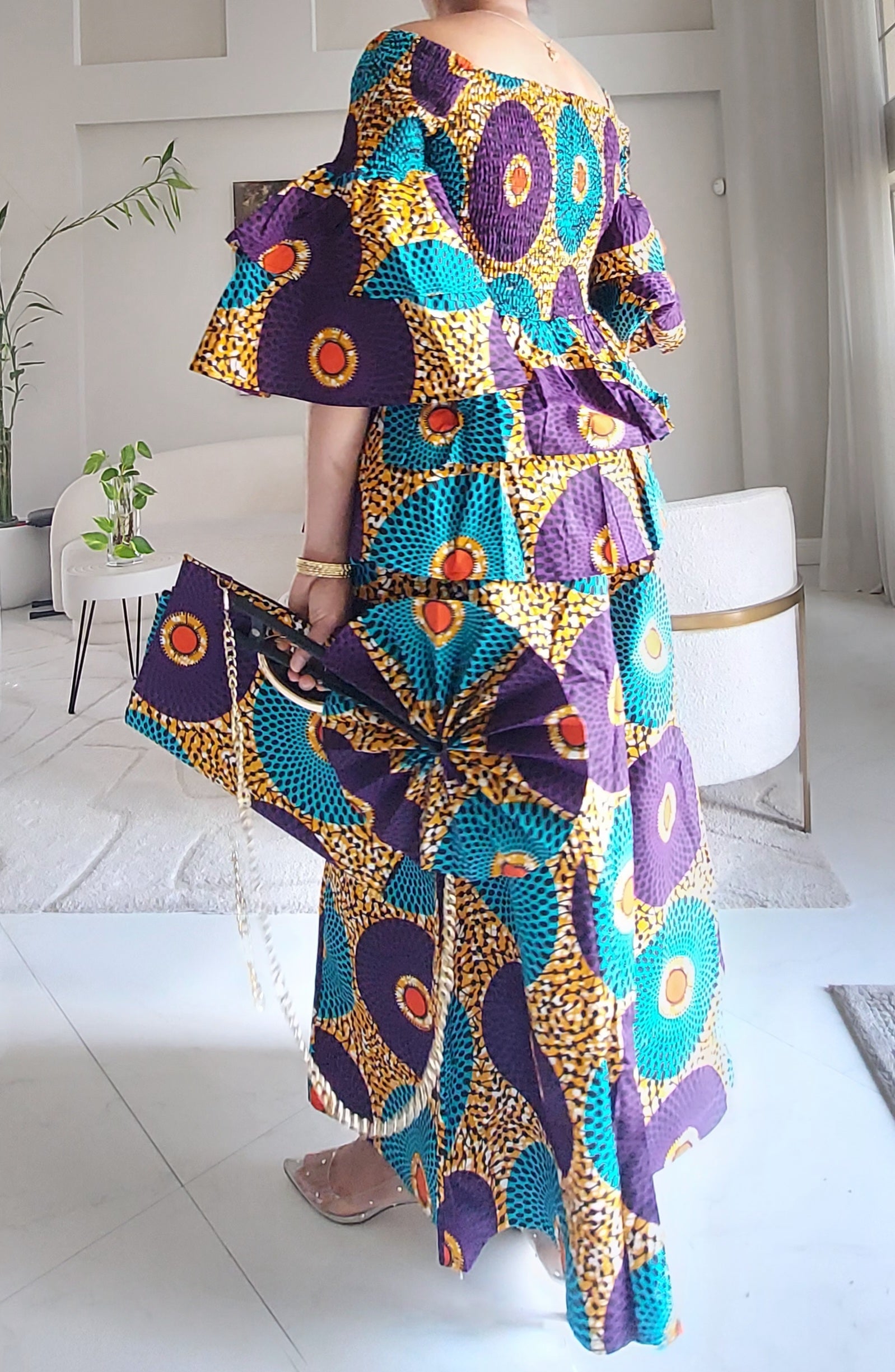 5-Piece African Ankara Pant Set Sunburst - 019-PS14A