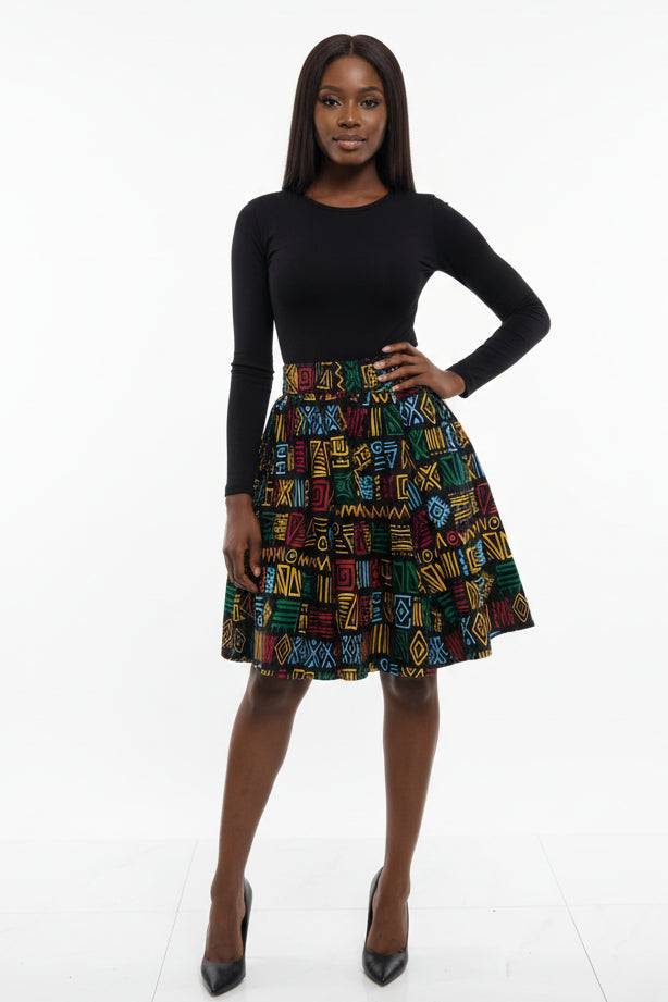 524 Short Printed skirt with Scarf Rasta