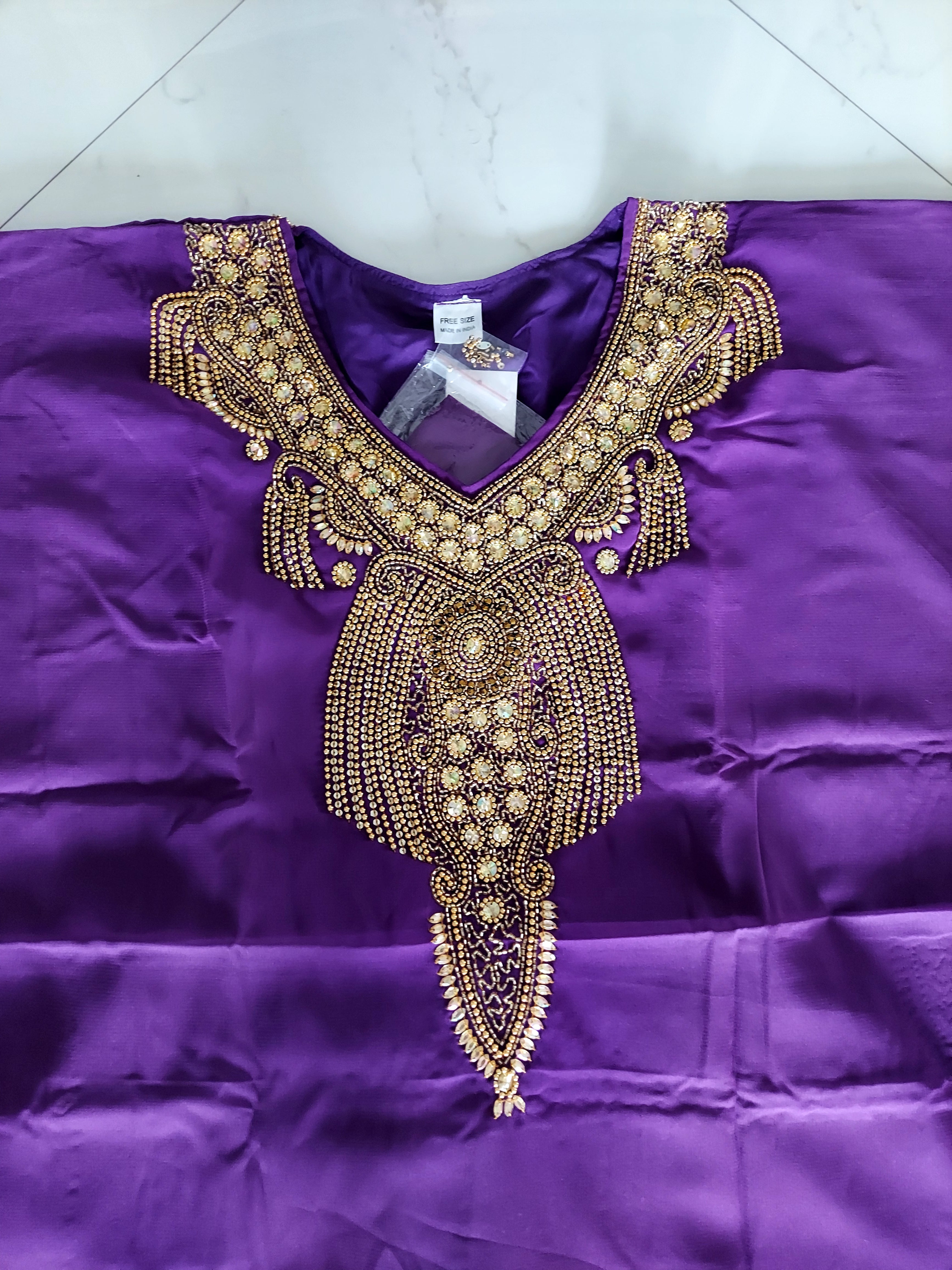 kaftan Palazzo Set Purple And Gold - kP05
