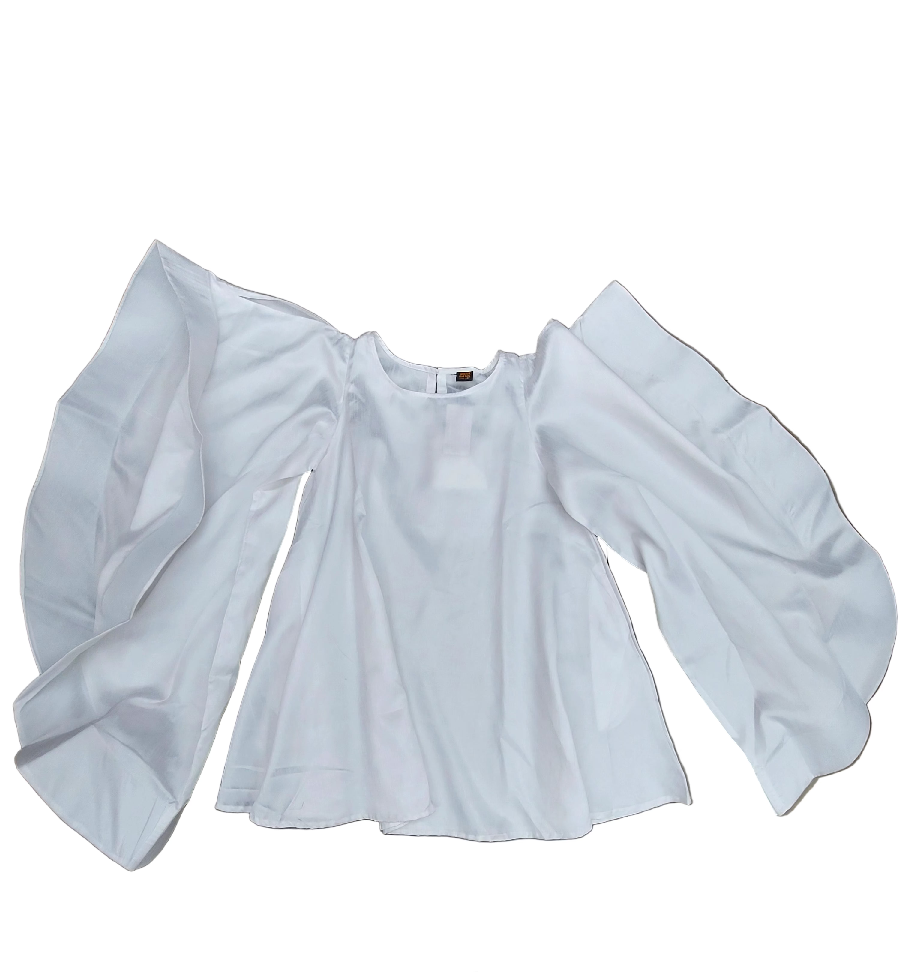 Faux Silk Wing Dress/Poncho Dress/ Wing Sleeves-White