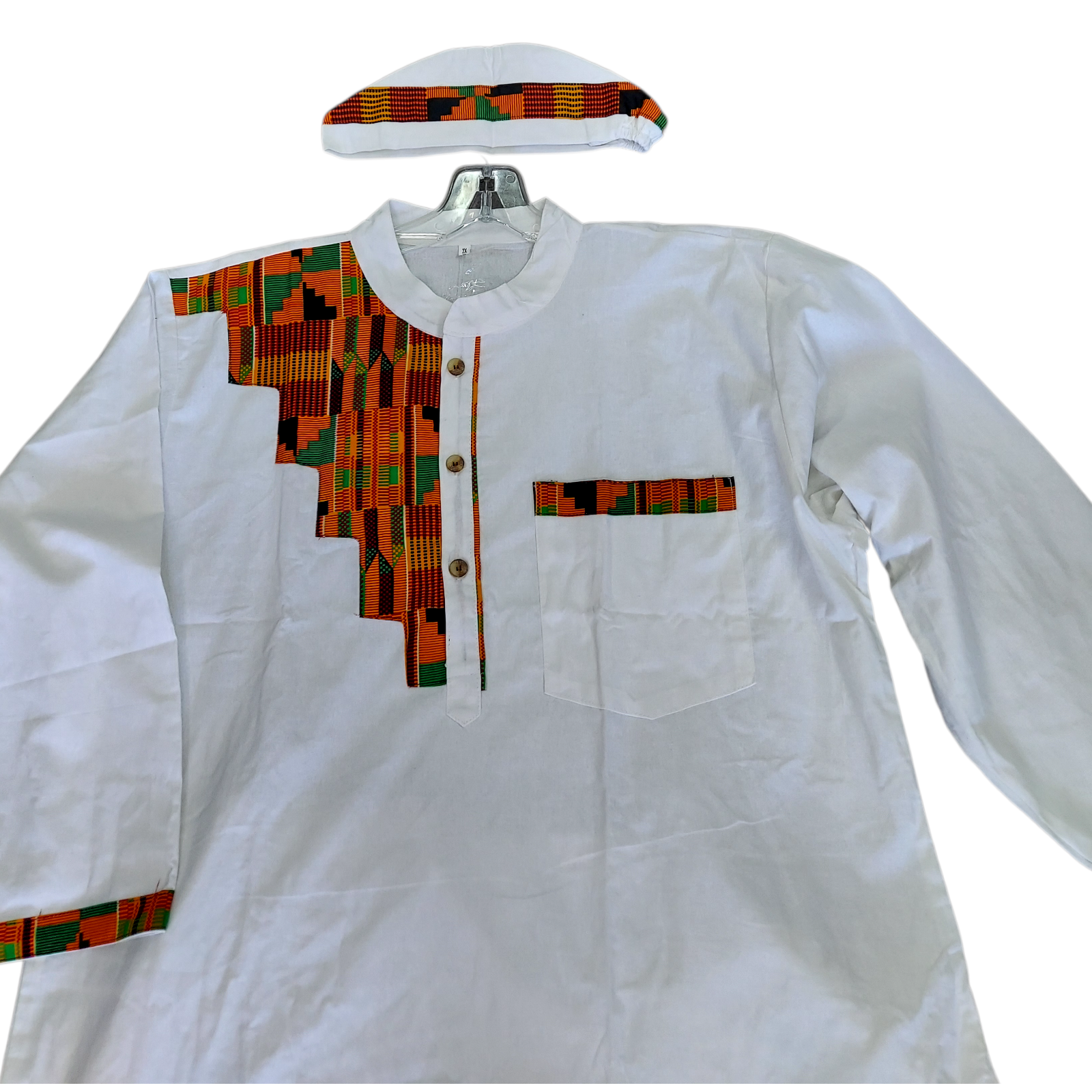 Men’s 3-Piece Traditional Set – Kufi Hat, Tunic Shirt & Long Pant
766 White