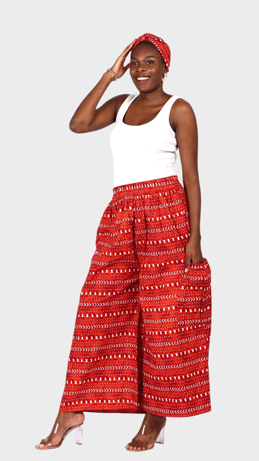 Big Pocket Palazzo Pant Print KVZ809