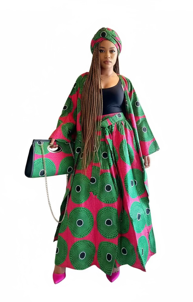 3pcs Set Maxi Skirt Pocketbook wrap Dress G