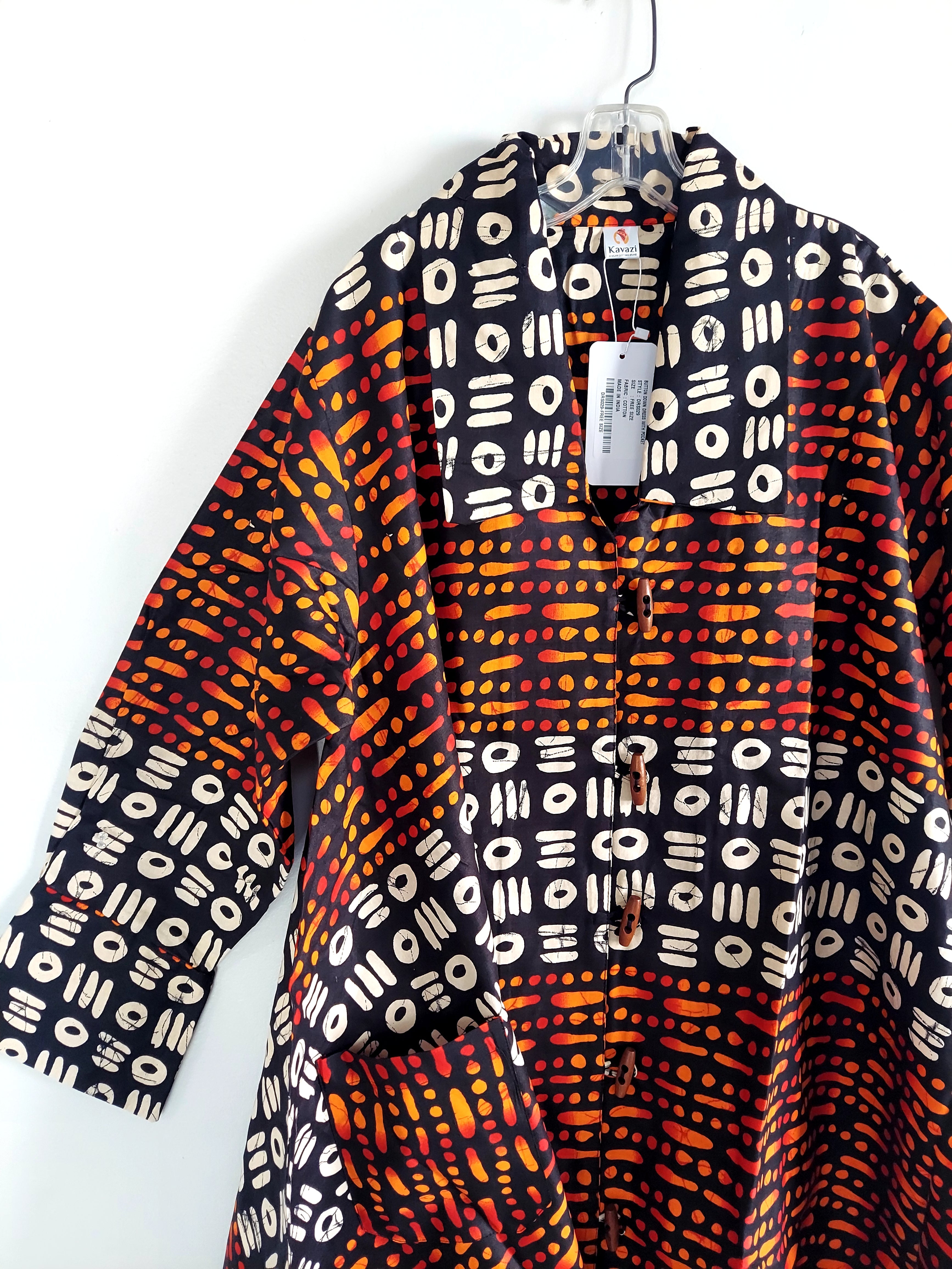 Cotton Swing Dress / Top Ankara Print Orange Tribal  - DRS029