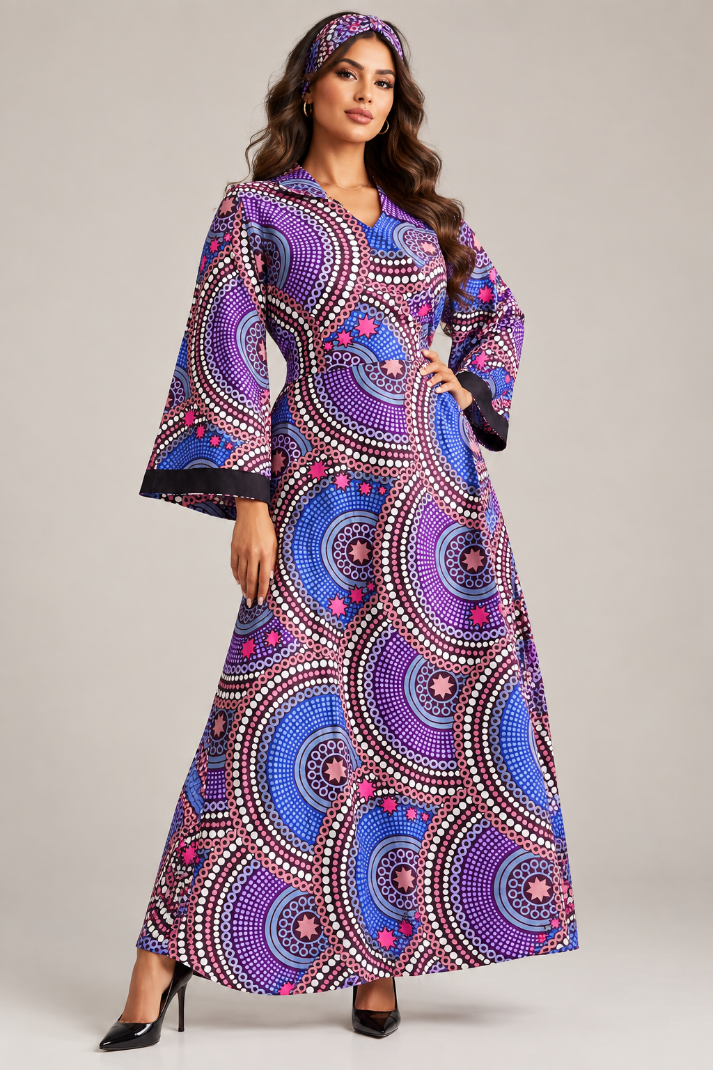 Cotton Wrap Dress 8007 Purple
