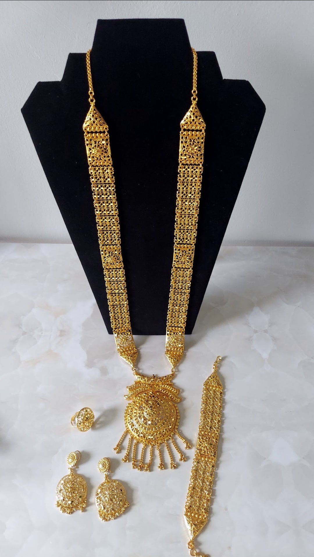 Gold Necklace /Bracelet/ Earring/ Ring Set/ Gold Plated -13