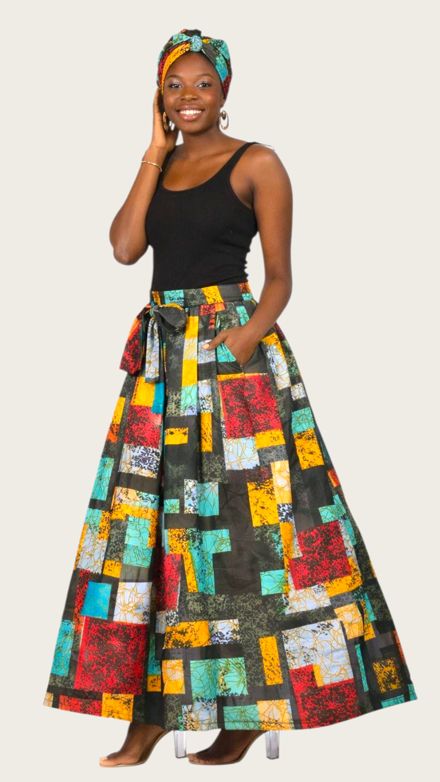 Woman Long Printed Maxi Skirt-1350 C