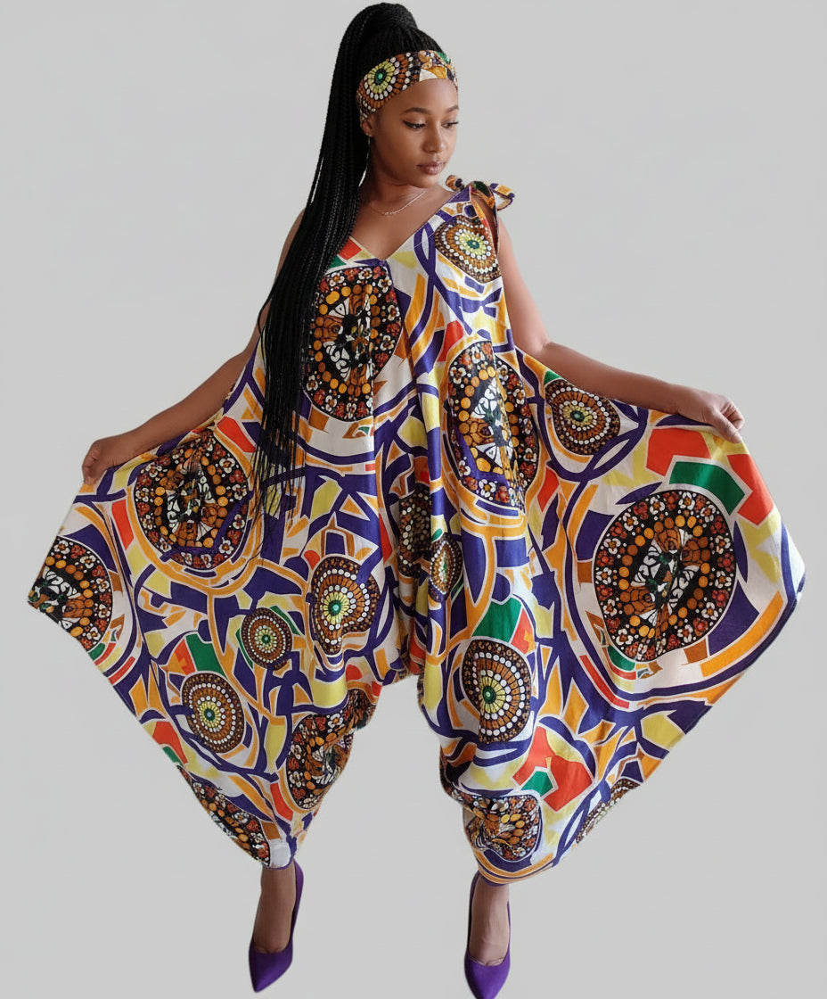 9003 - Harem Romper/Spagetti Straps/ Printed -Multi