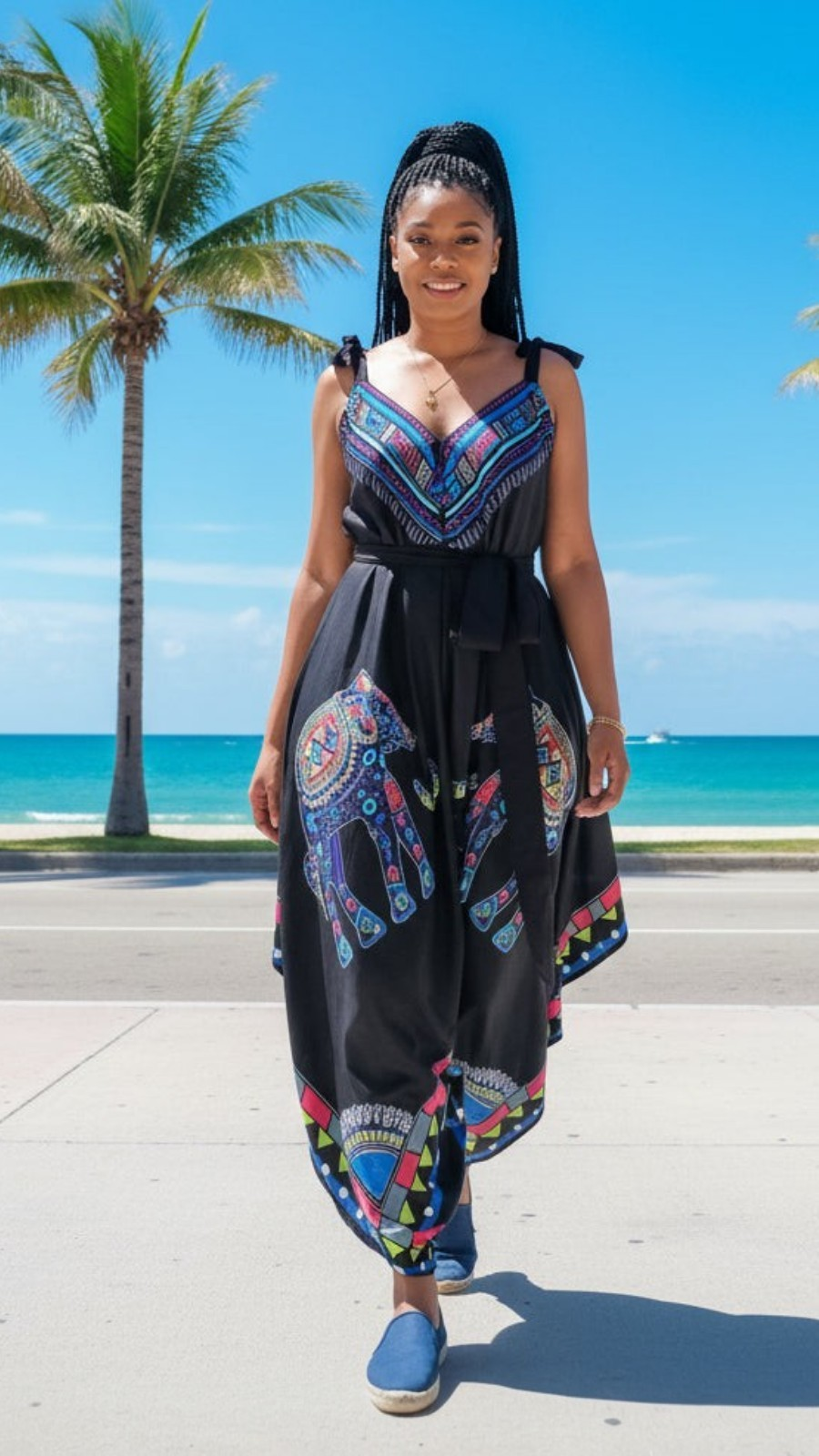 Harem Romper / Jumper  Elephant Print Red -009