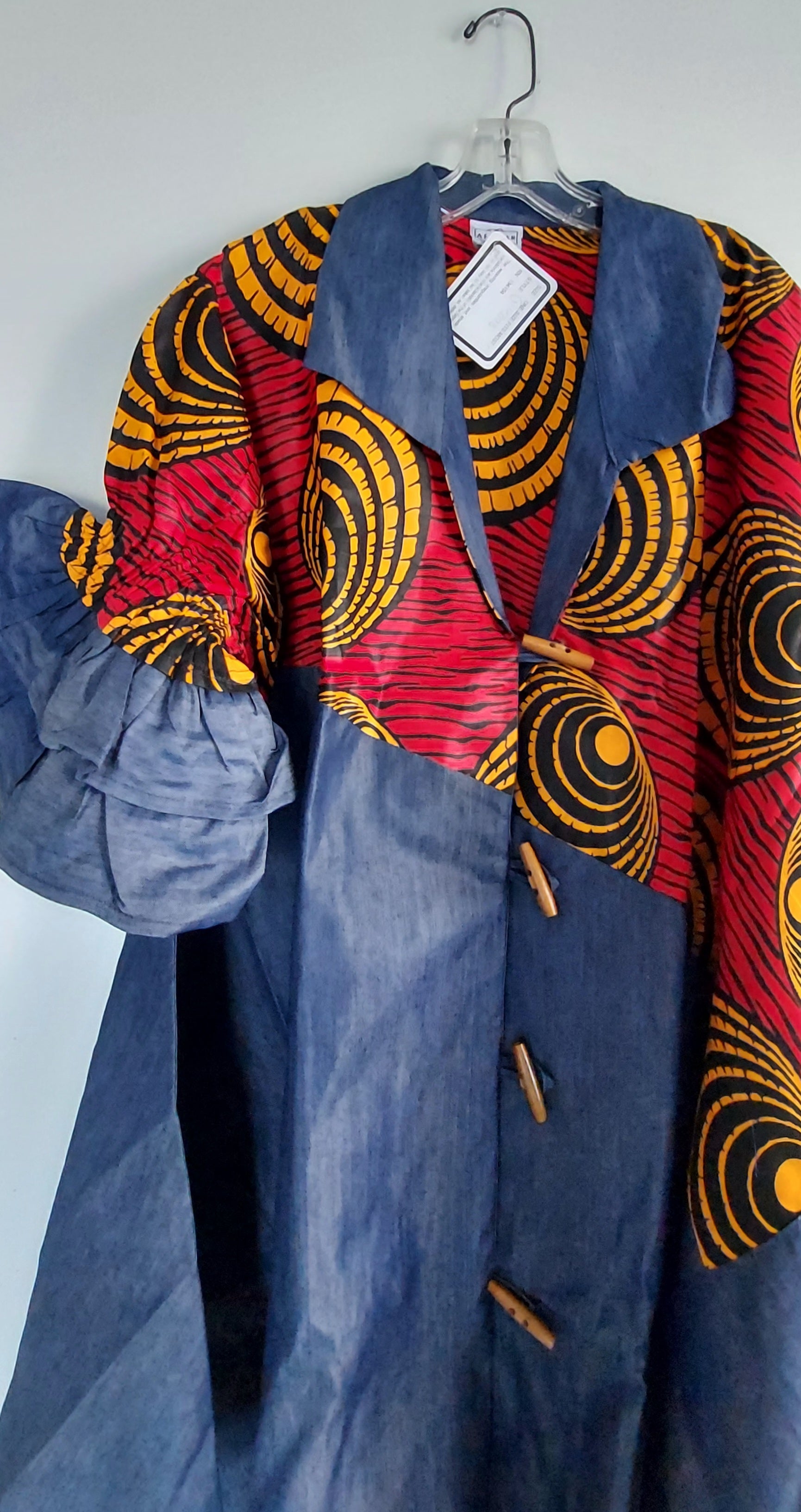 Denim Shirt Dress with Ankara African Print 3139 - P