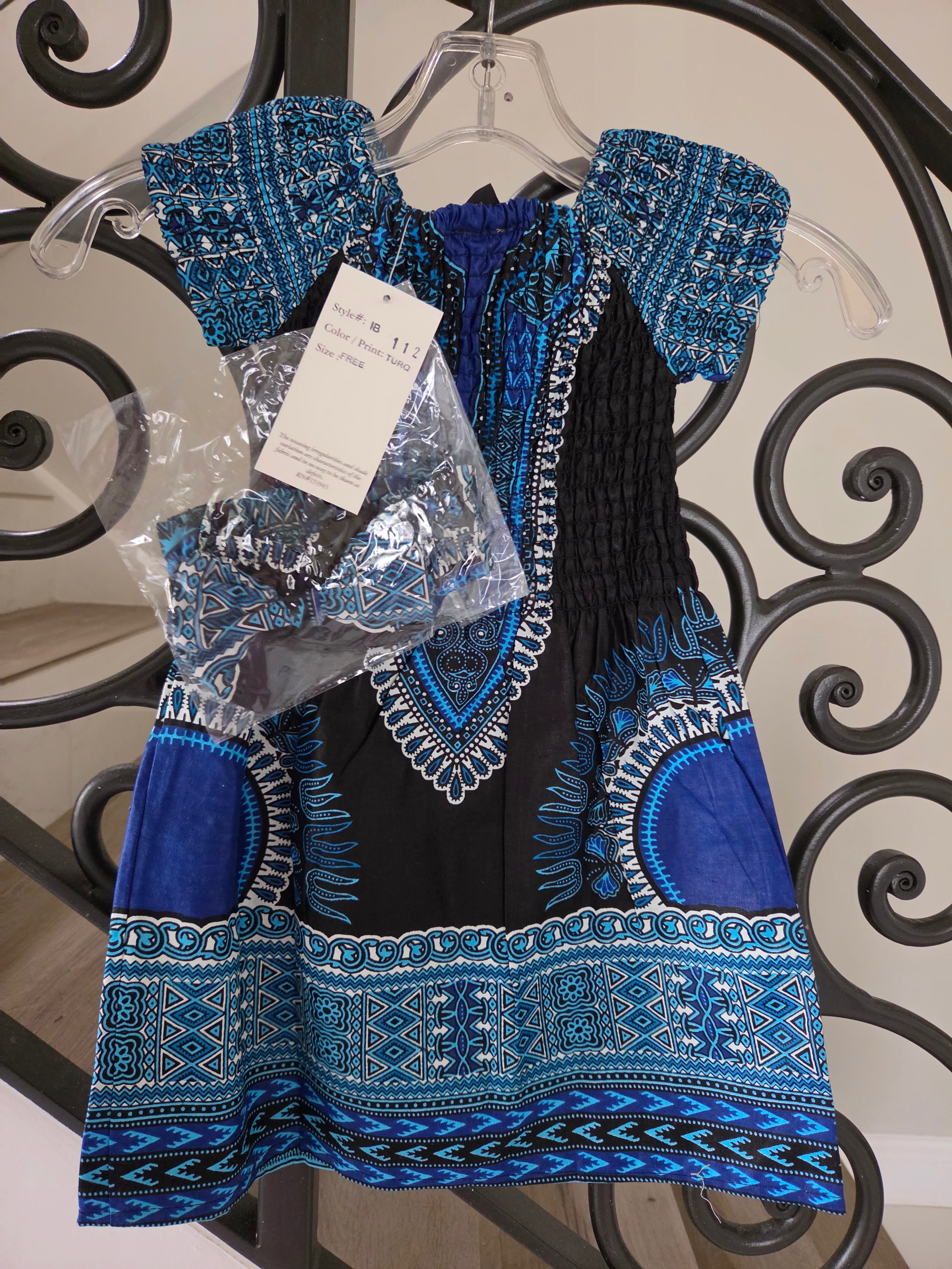 Little Kids / Girls African Dashiki Dresses With Head Band 112