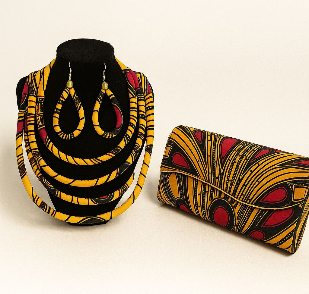 Clutch Bag & Rope  Necklace Set /African Print /Ankara15