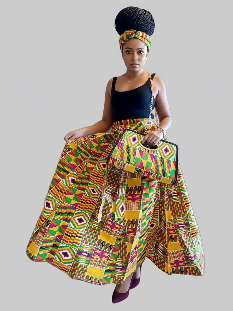 3pcs Set Maxi Skirt Pocketbook wrap Dress P