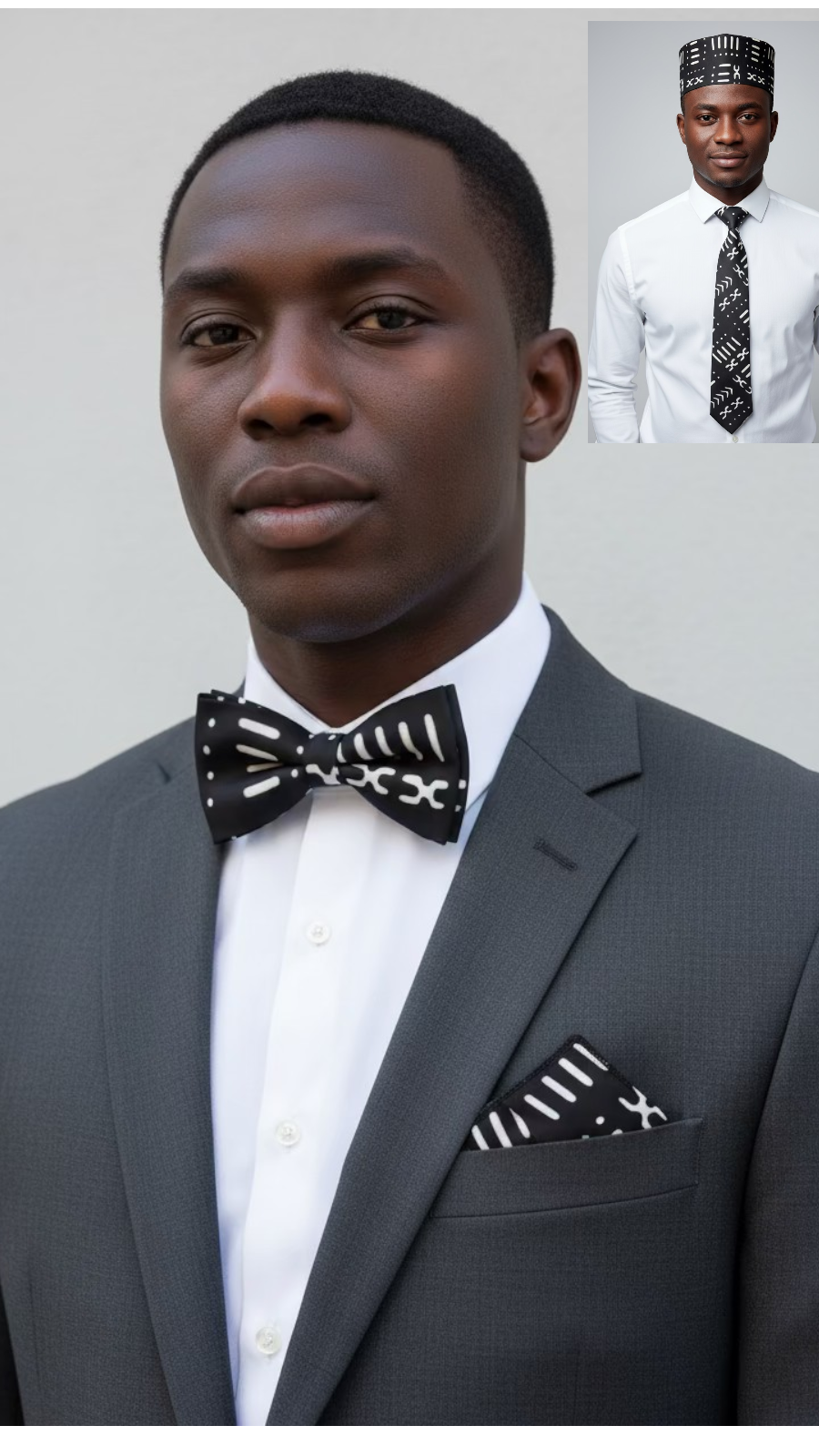 4 Pcs Bow tie Set-Black Kente