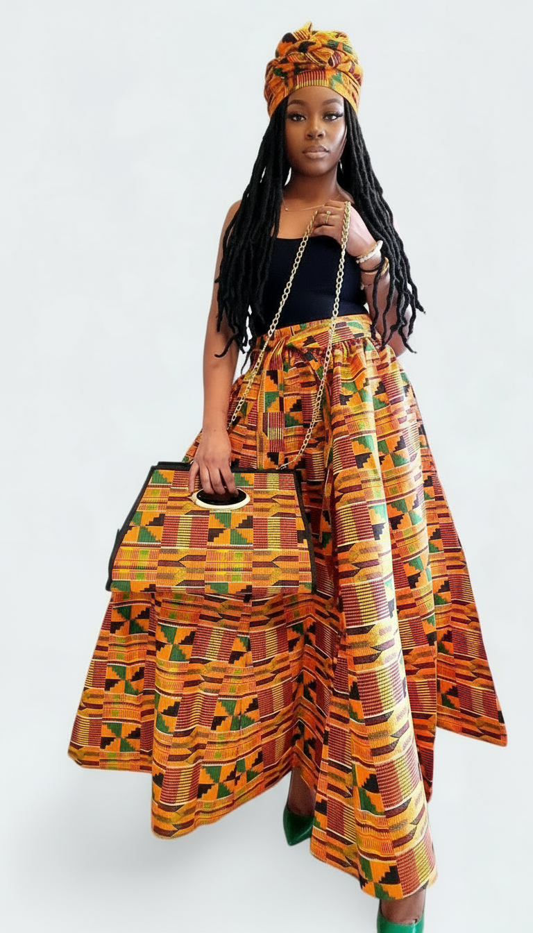 3pcs Set Maxi Skirt Pocketbook wrap Dress C