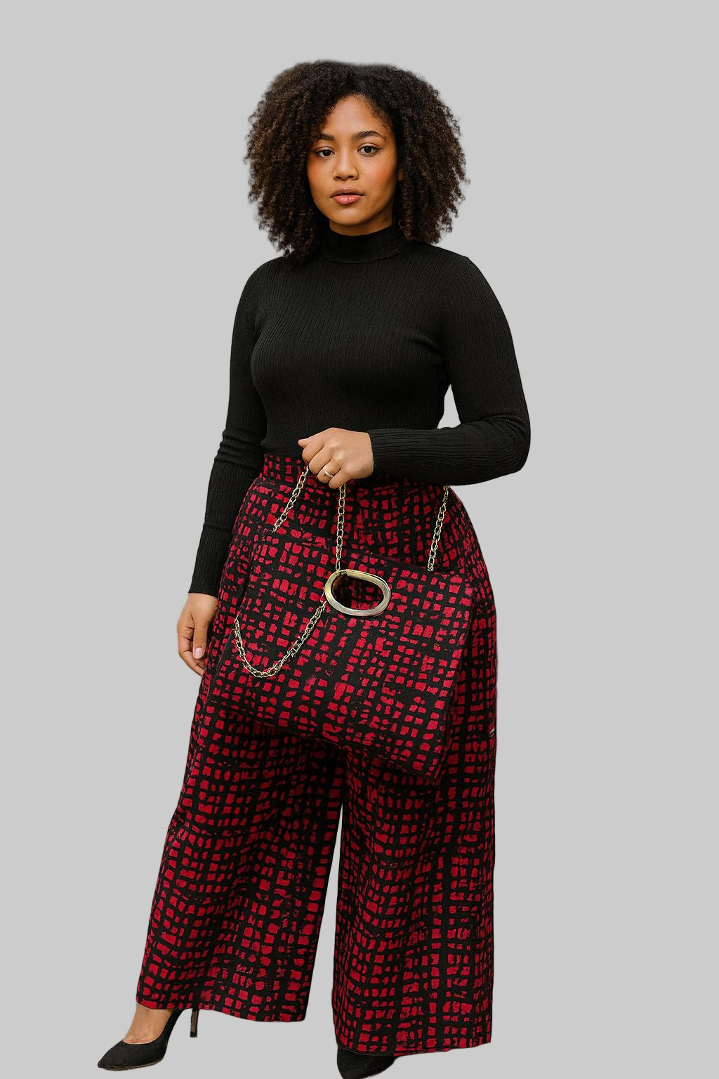 Combo Palazzo Pant & Pocketbook Set  Red PS14