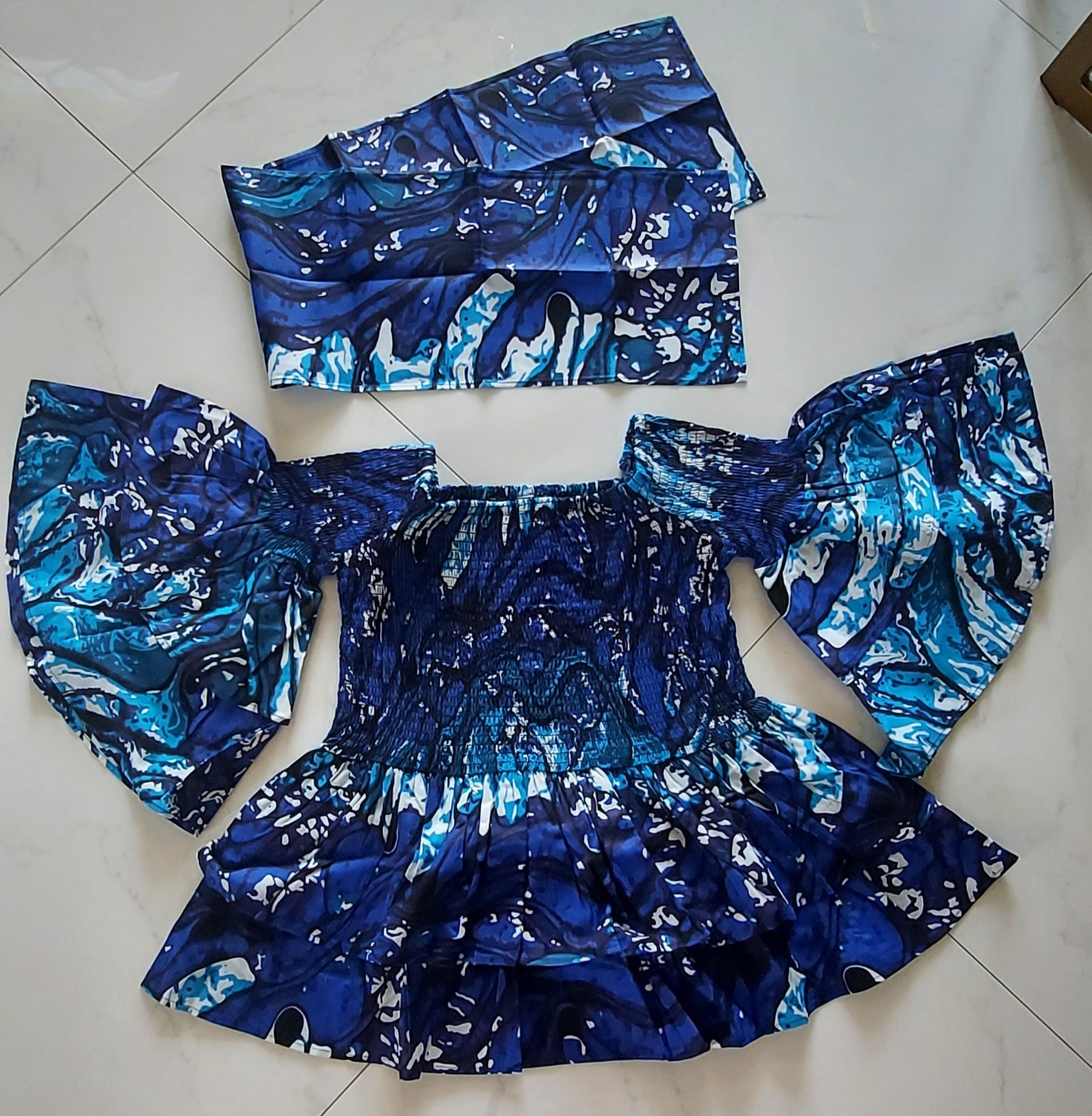 Ruffle Sleeves Peplum Blouse  019 B