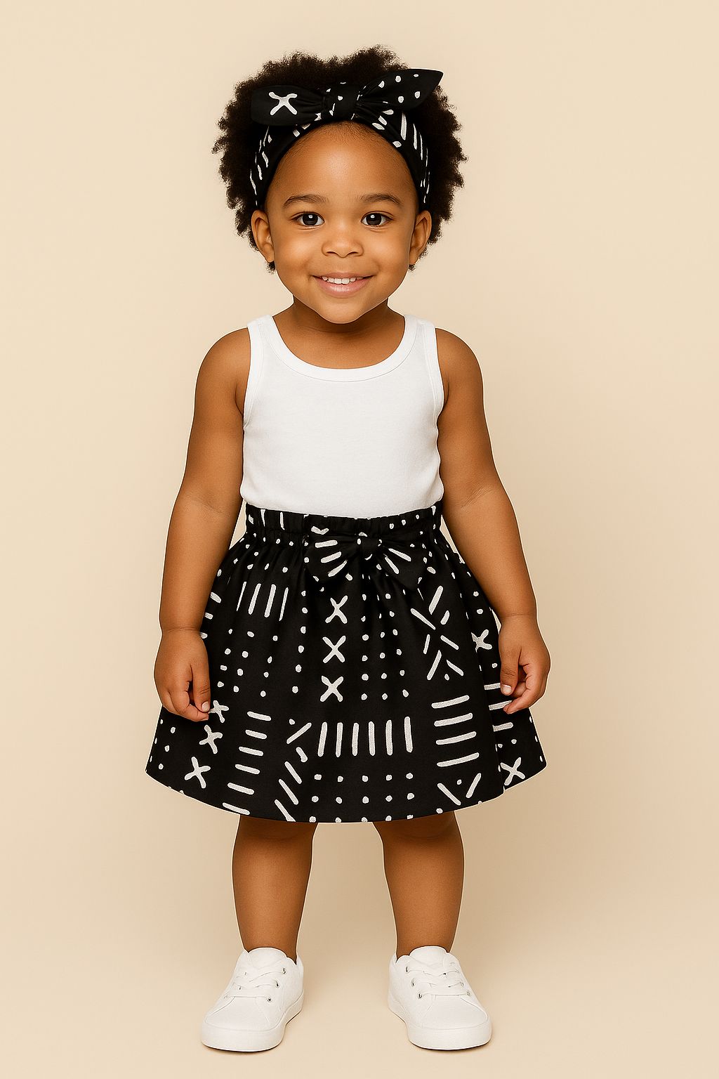 Little Girls Skirt & Scarf Set-Kids K005 Black