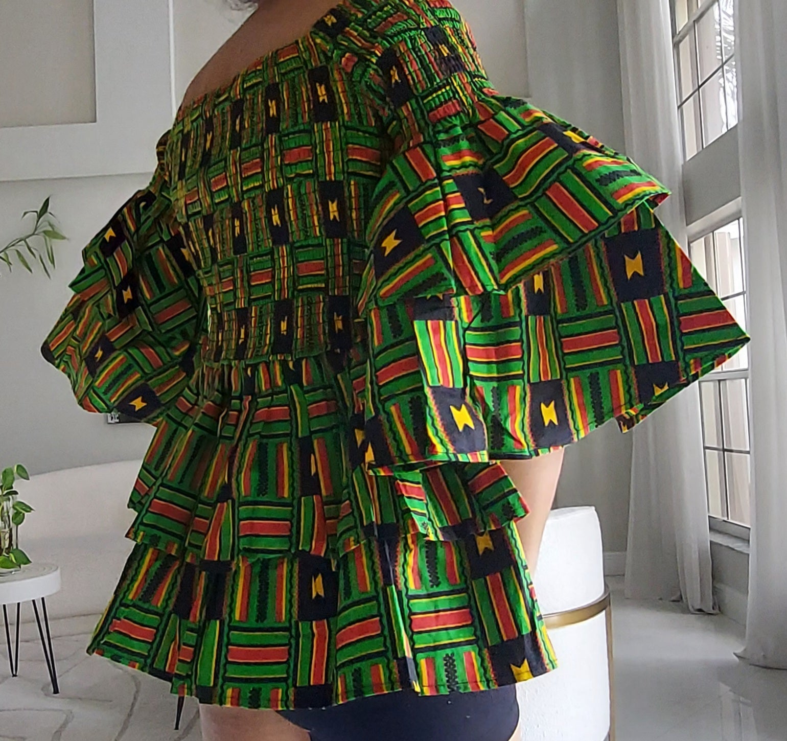 Ruffle Sleeves Peplum Blouse  019 F