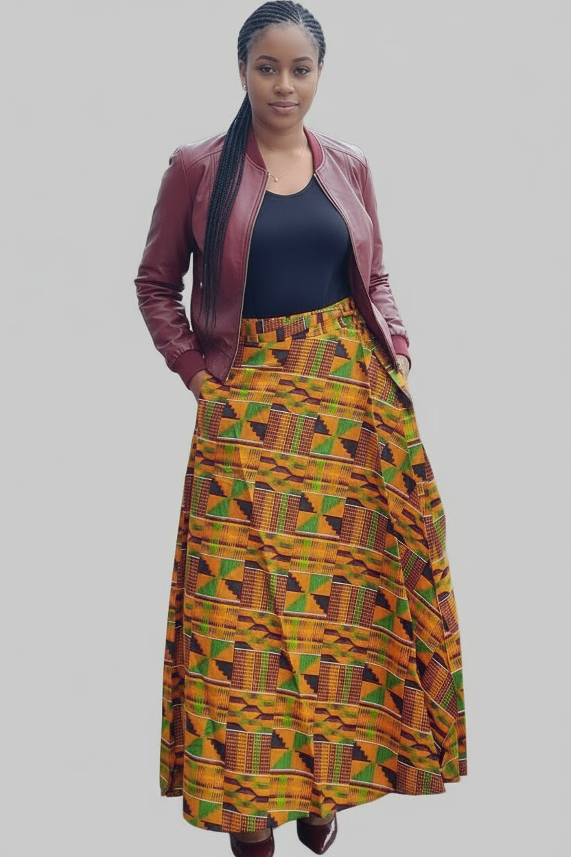 Wrap Skirt African Kente Print SK09