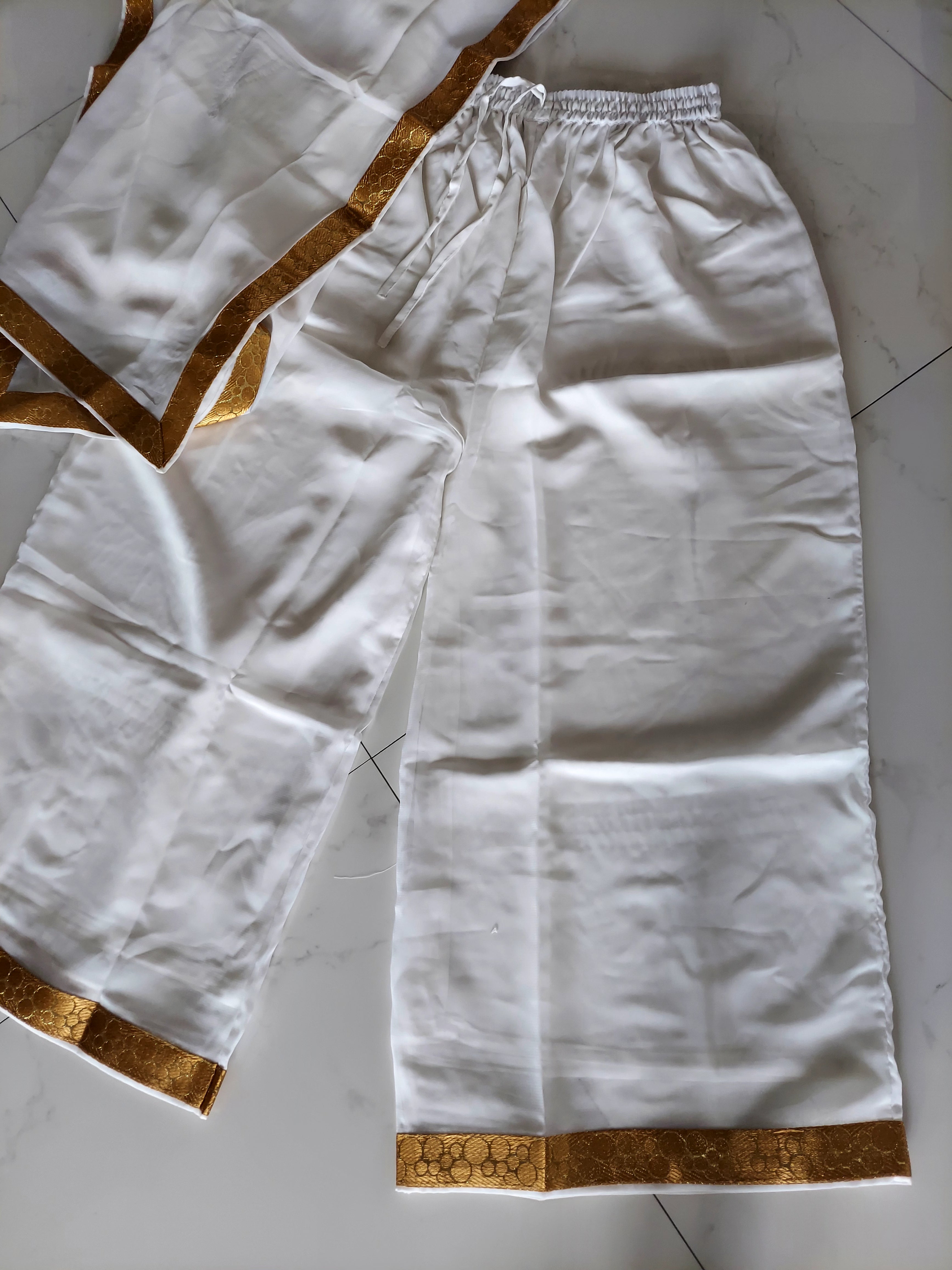 kaftan Palazzo Set White And Gold - kP05