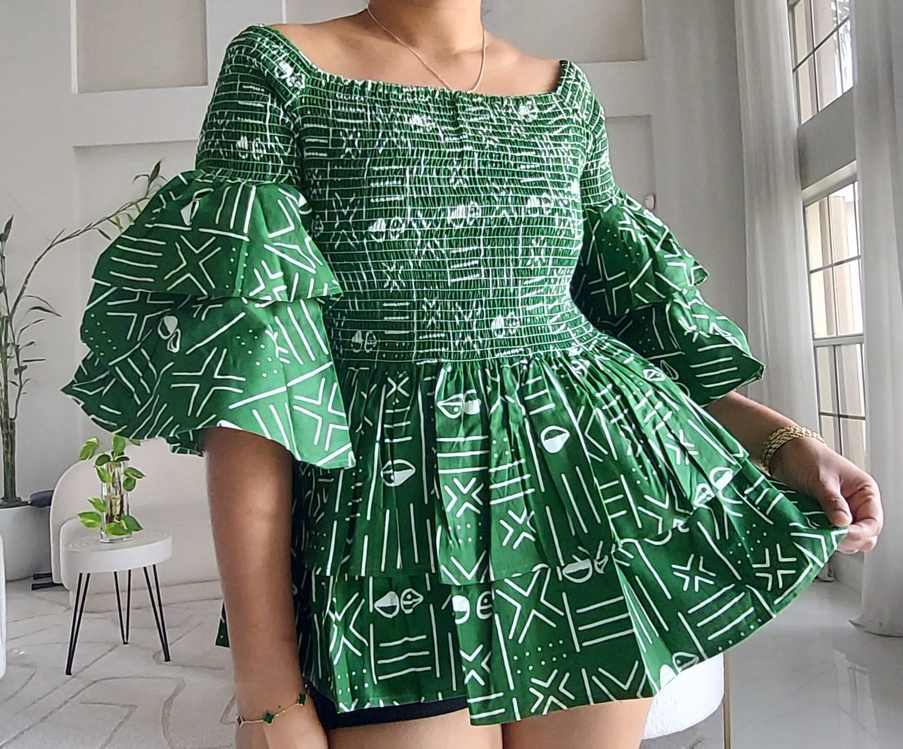 5-Piece African Ankara Pant Set Emerald - 019-PS14