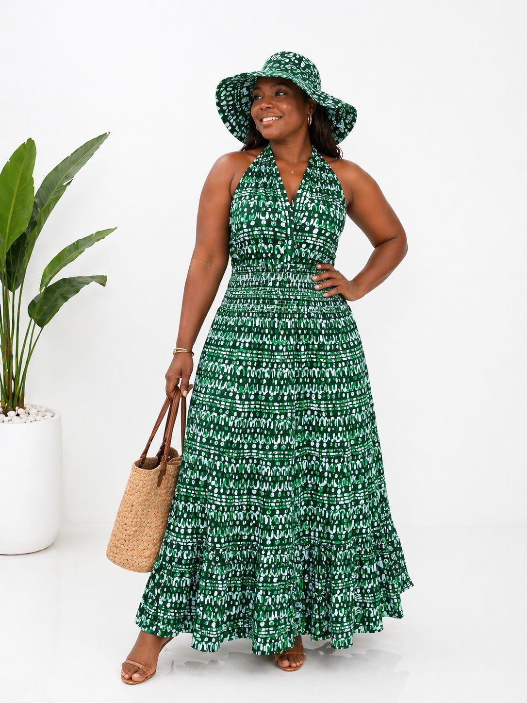 Long Dress With Hat KVZ90-5 Green