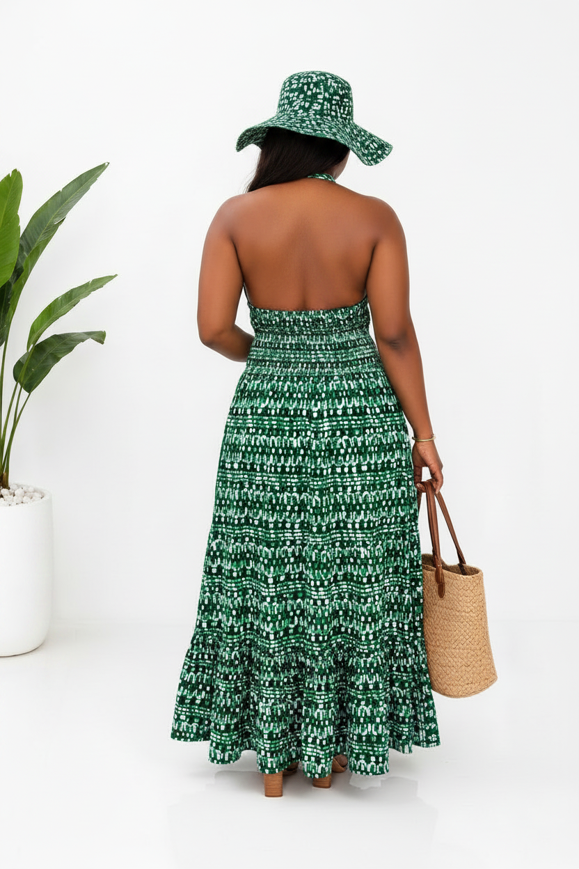 Long Dress With Hat KVZ90-5 Green