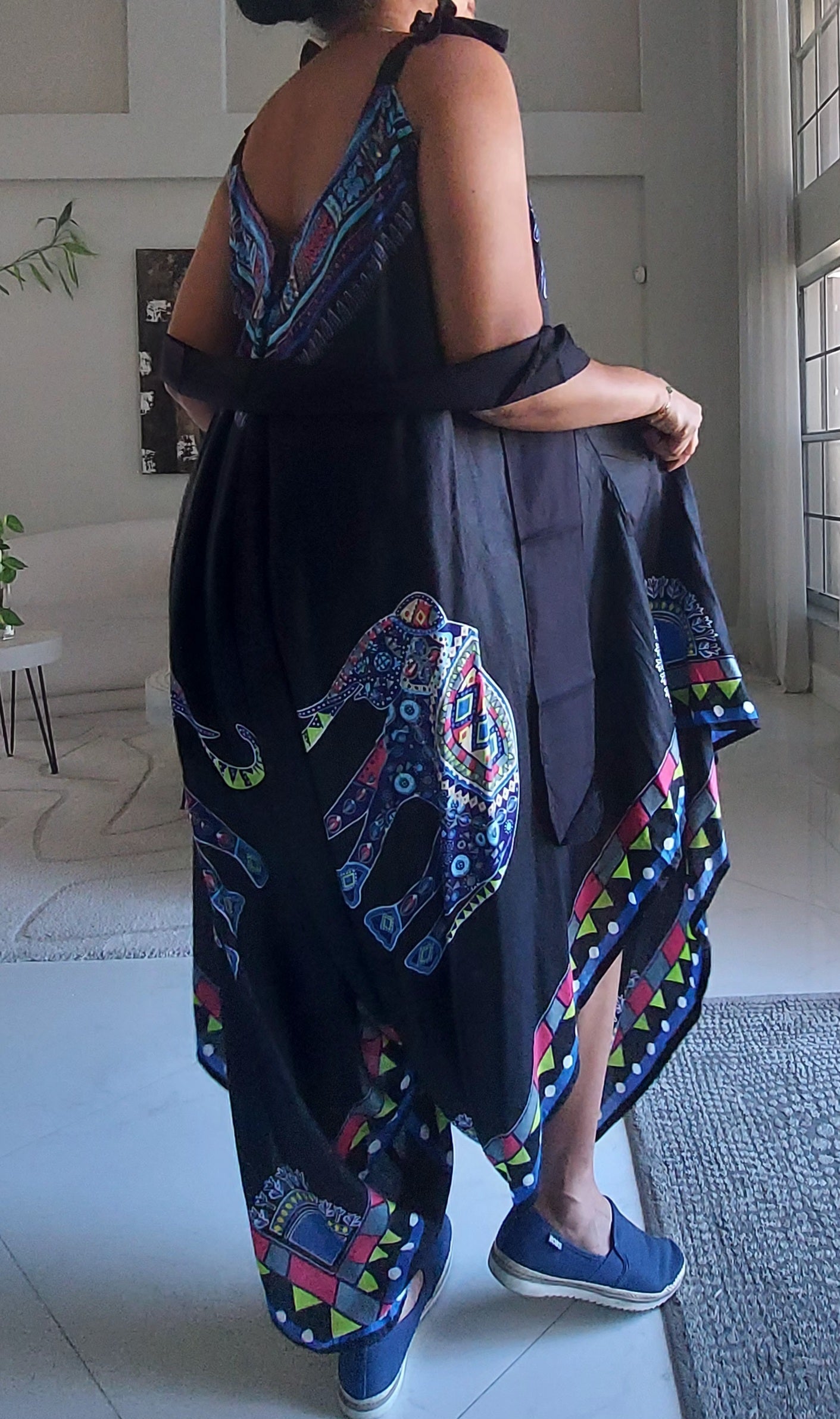 Harem Romper / Jumper  Elephant Print Red -009