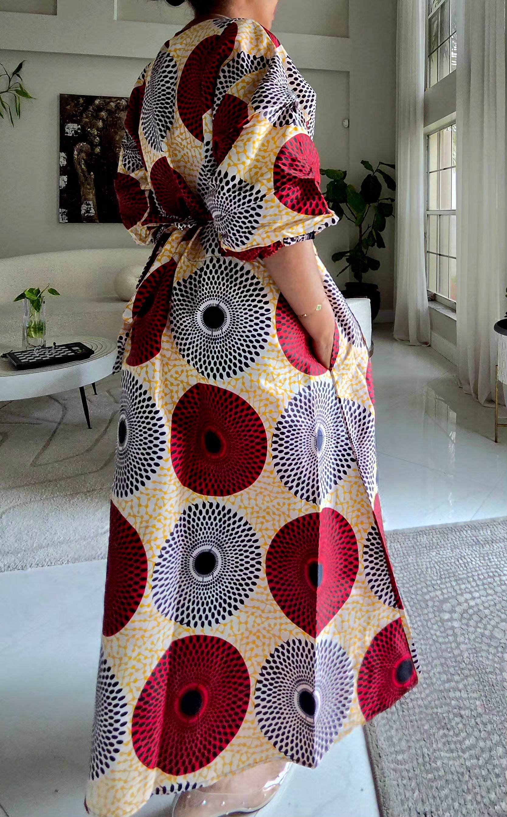 Wrap Dress With Puffed Sleeves