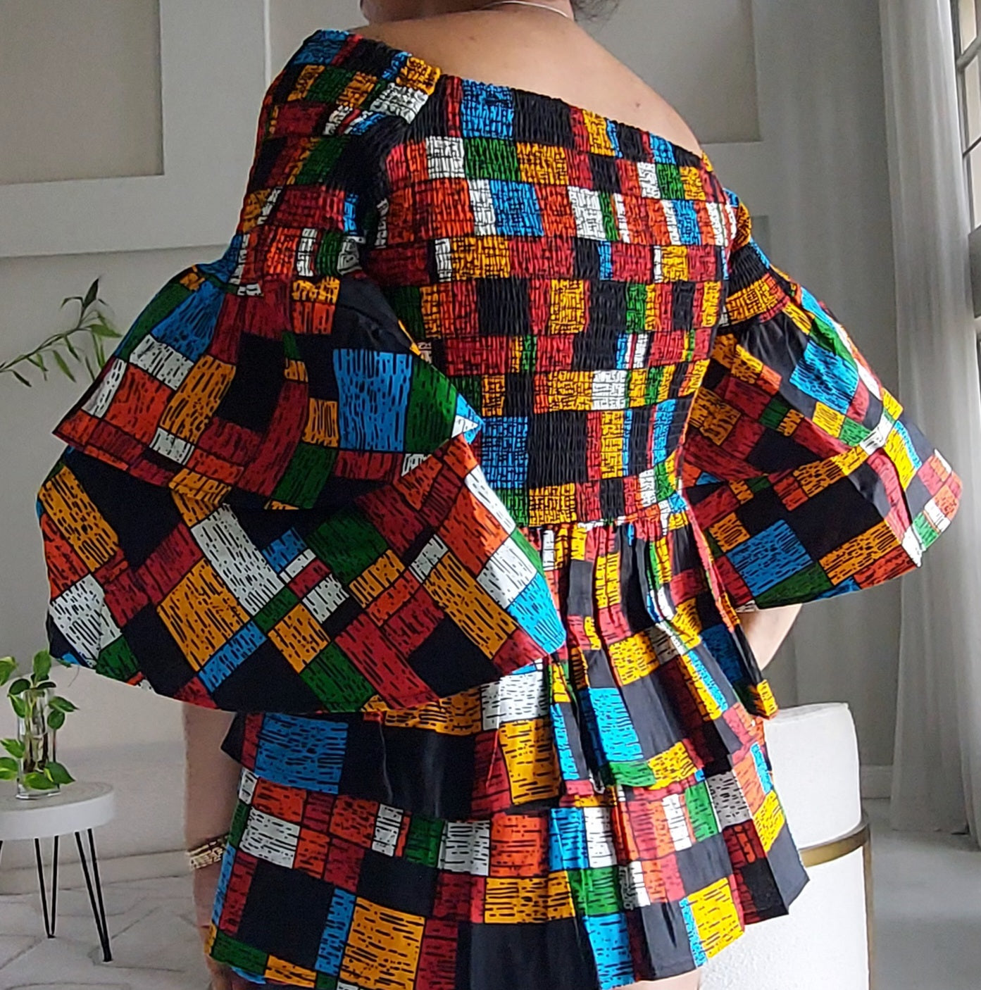 Ruffle Sleeves Peplum Blouse  019 G