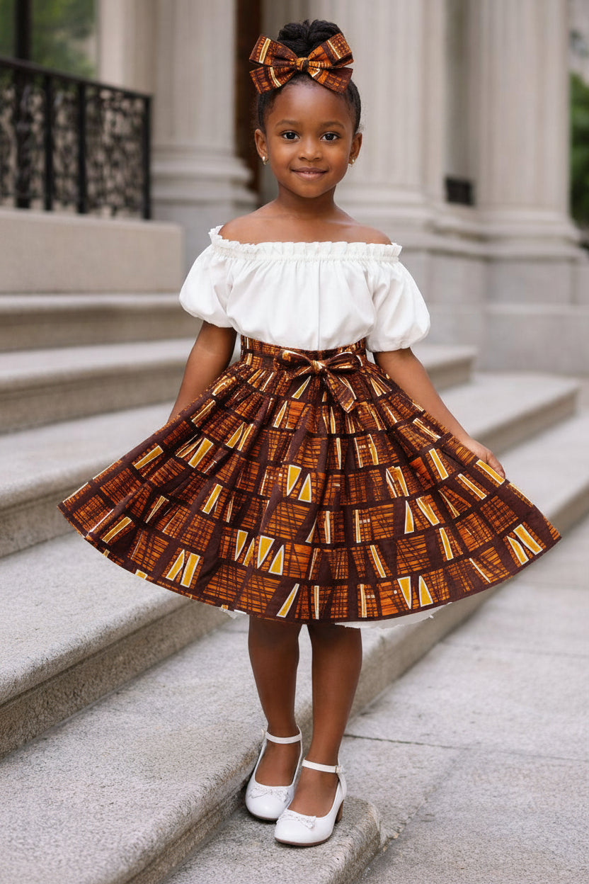 Little Girls Skirt & Head Bow Set-Kids Hollow K05