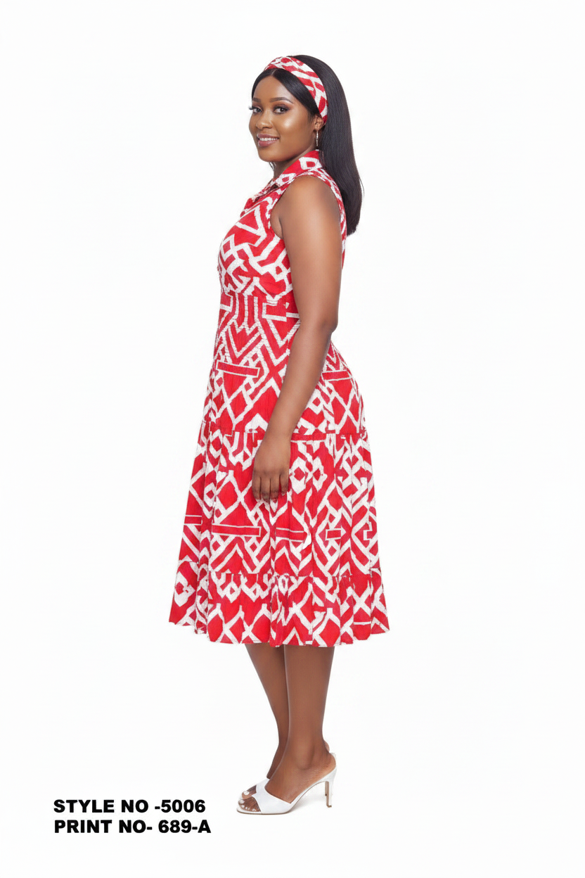 patterned smock dress MIDNIGHT SHELL MIDI L M/L S/M Shoulder to hem Women's White/Blue patterned Smock-waisted dress