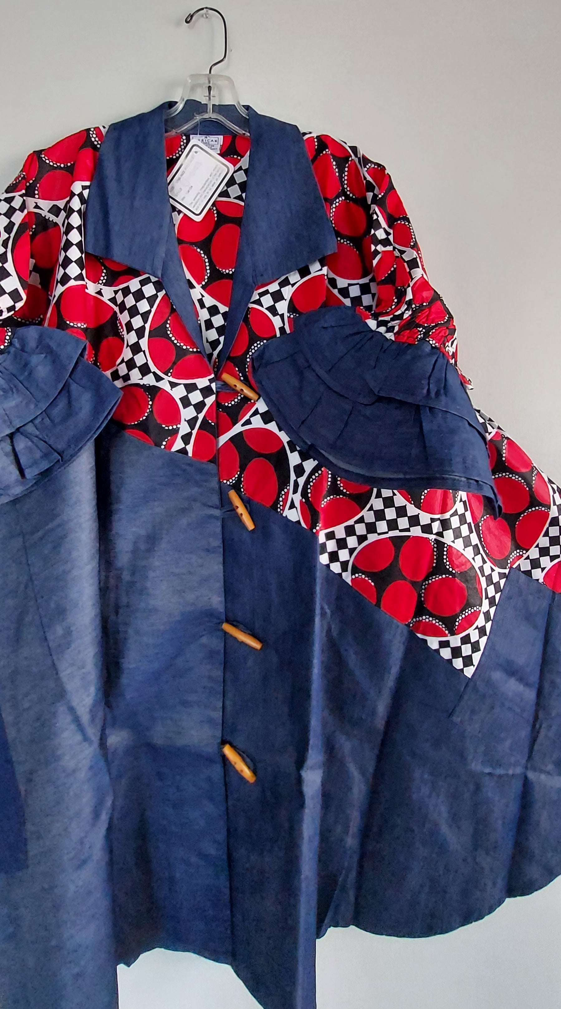 Denim Shirt Dress with Ankara African Print 3139 - N
