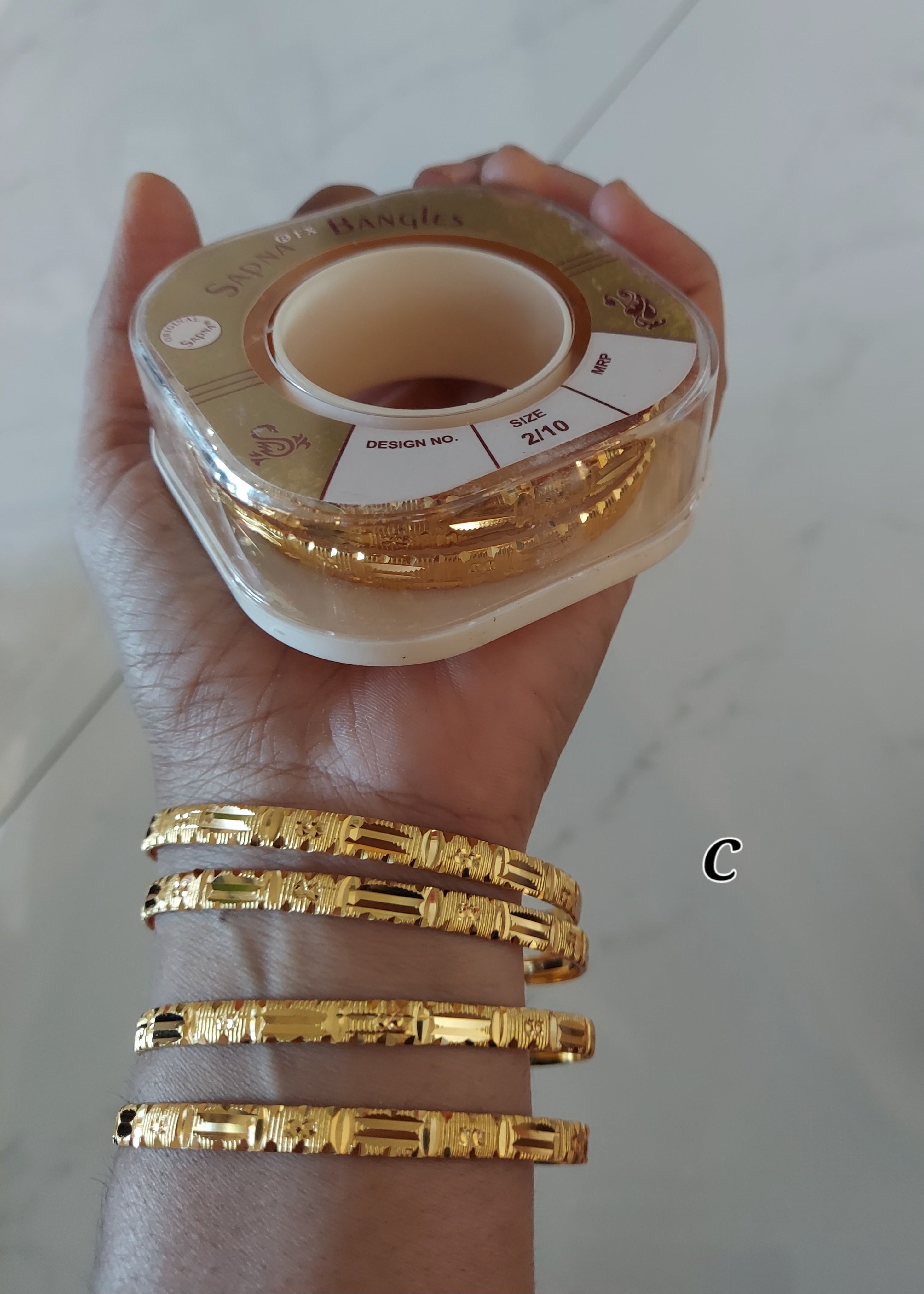 4Pcs Stacable Bangles Set-Gold Plated