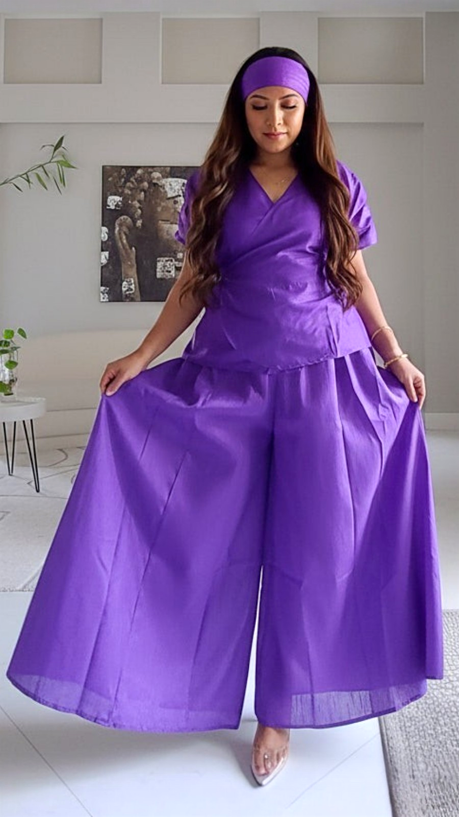 Faux Silk Palazzo Set -  4196