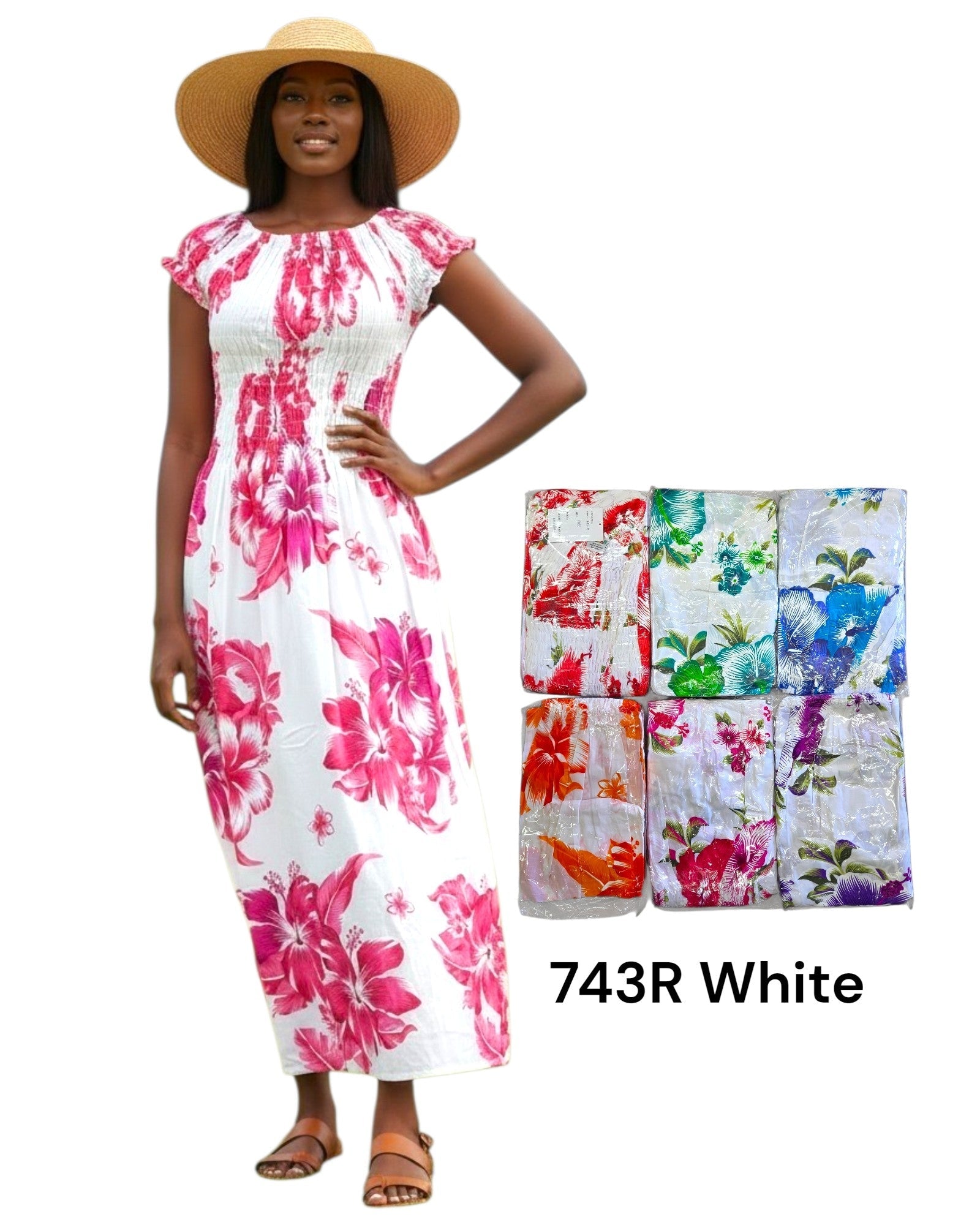 Hawaiian Floral Dress - Long 743R