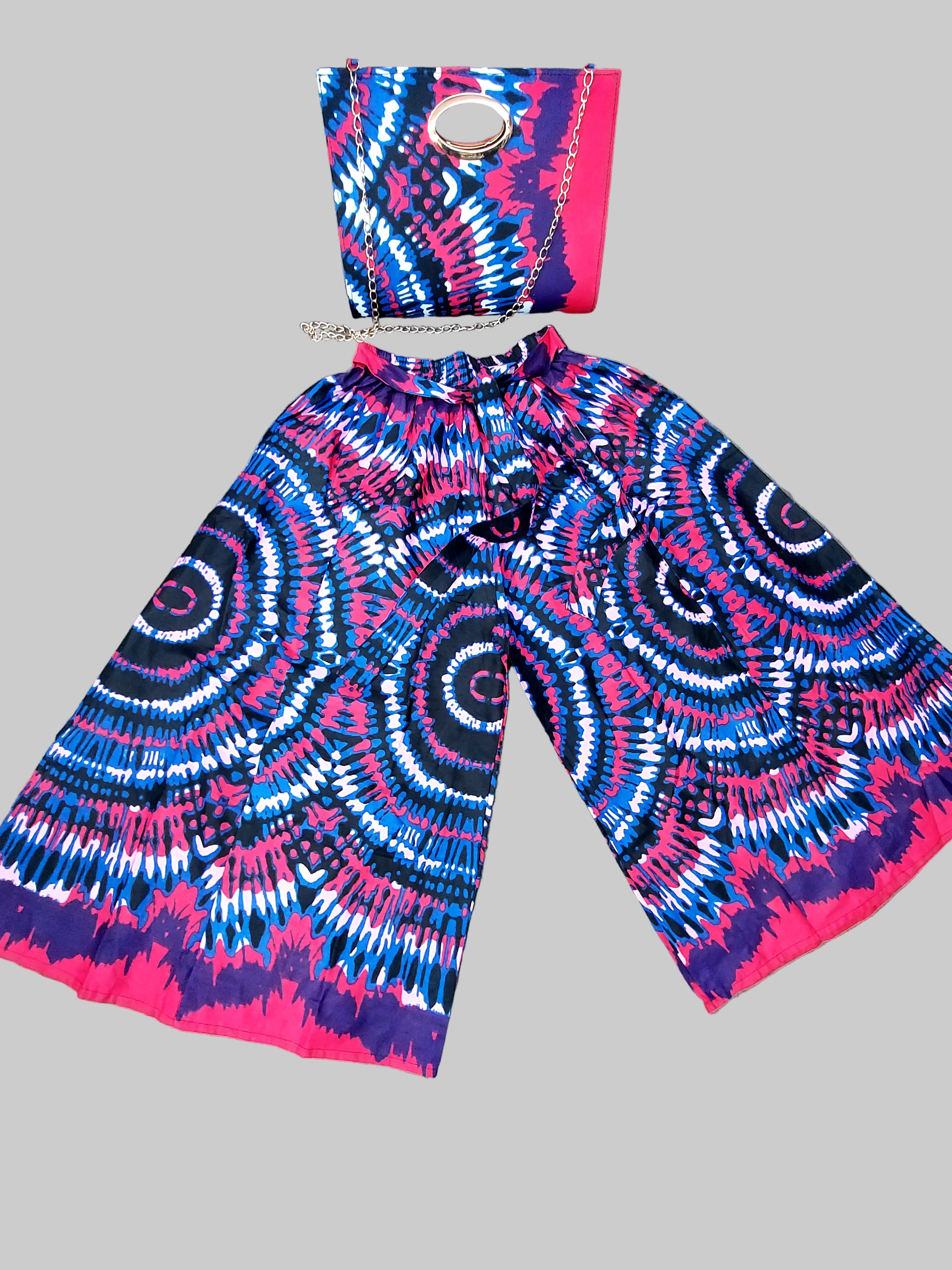 Combo Palazzo Pant & Pocketbook Set Red Tiedye PS14