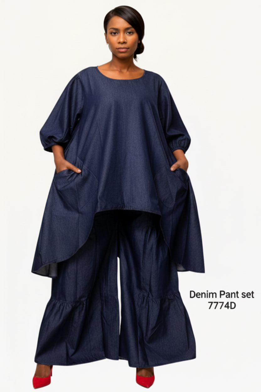 777DLS - Woman Denim Pant & Blouse Set