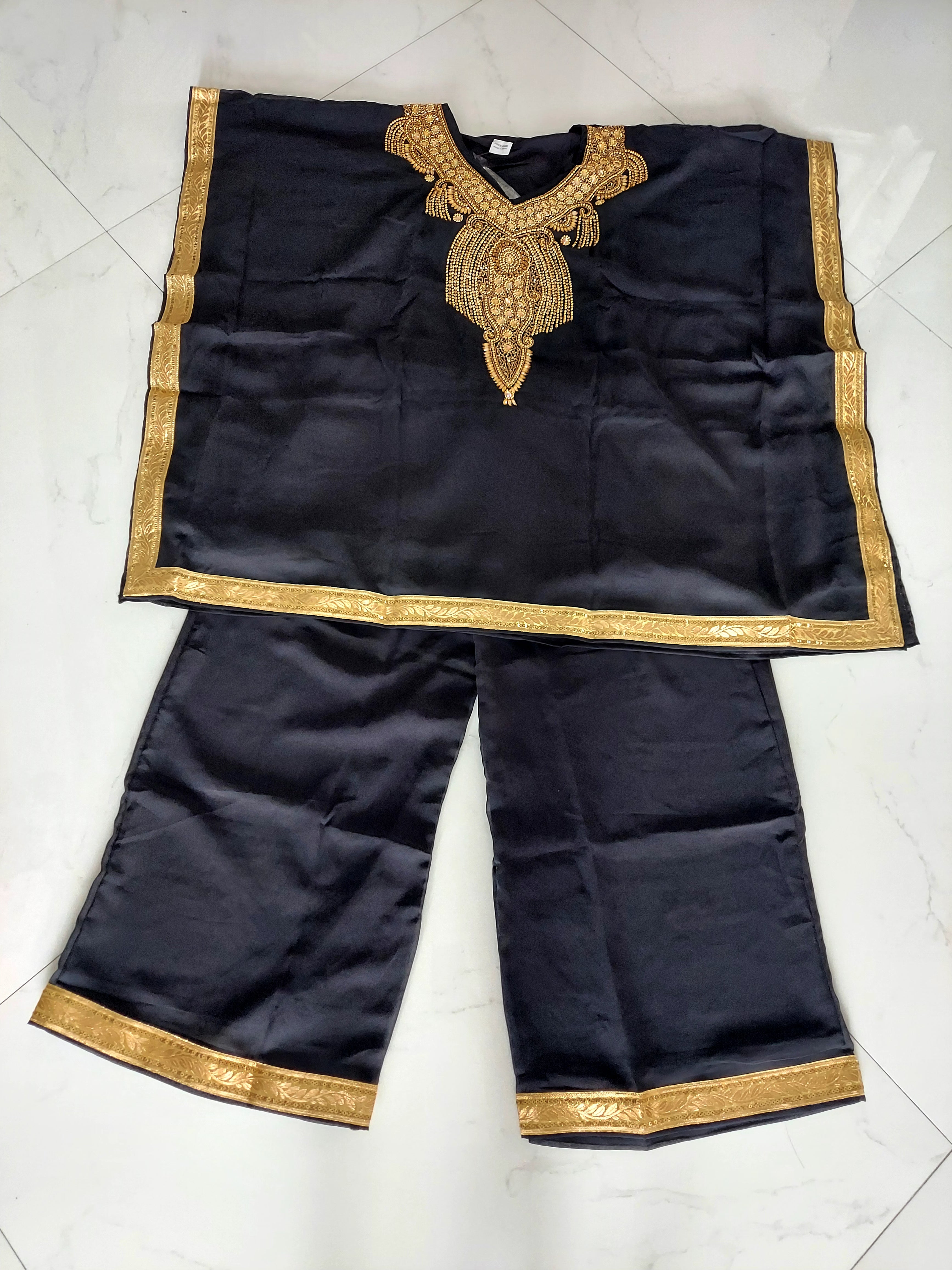kaftan Palazzo Set Black And Gold - kP05