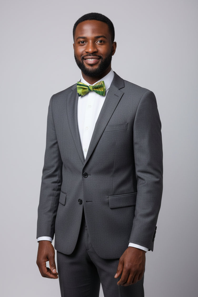 4 Pcs Bow tie Set- Green Kente
