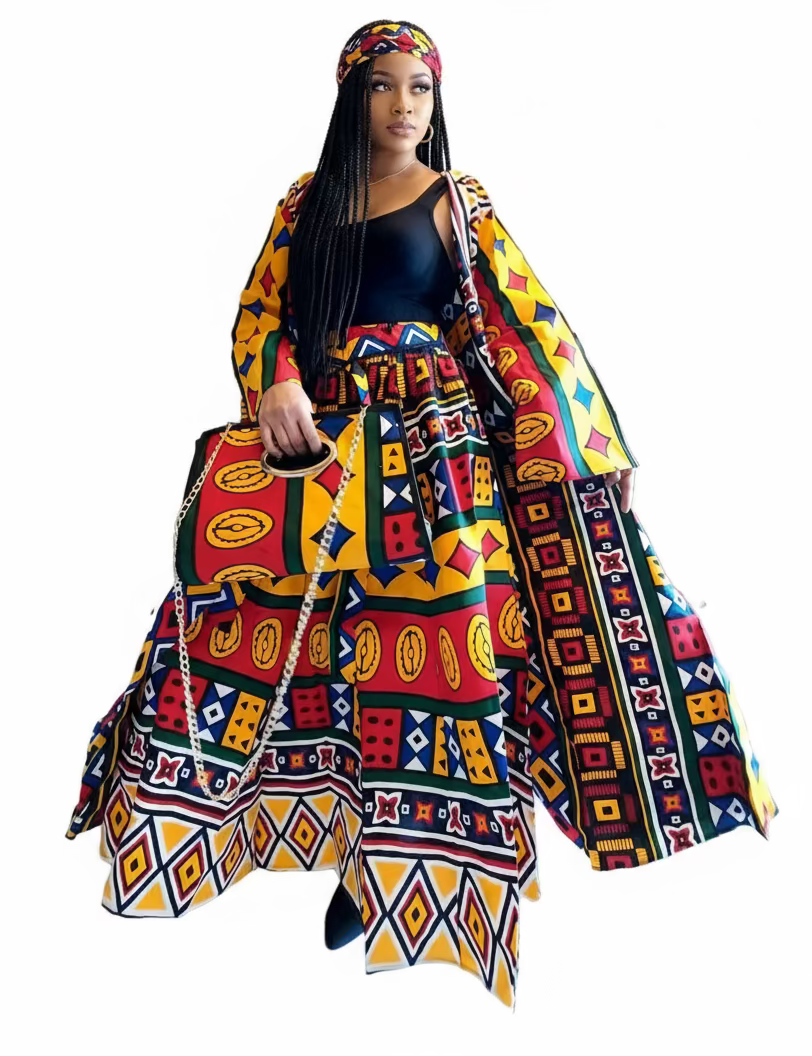 3pcs Set Maxi Skirt Pocketbook wrap Dress J