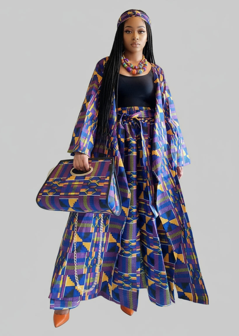 3pcs Set Maxi Skirt Pocketbook wrap Dress E