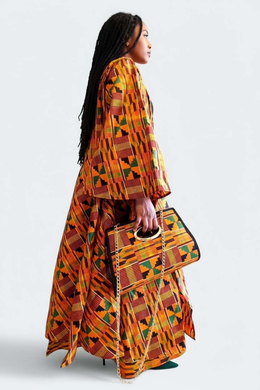 3pcs Set Maxi Skirt Pocketbook wrap Dress C