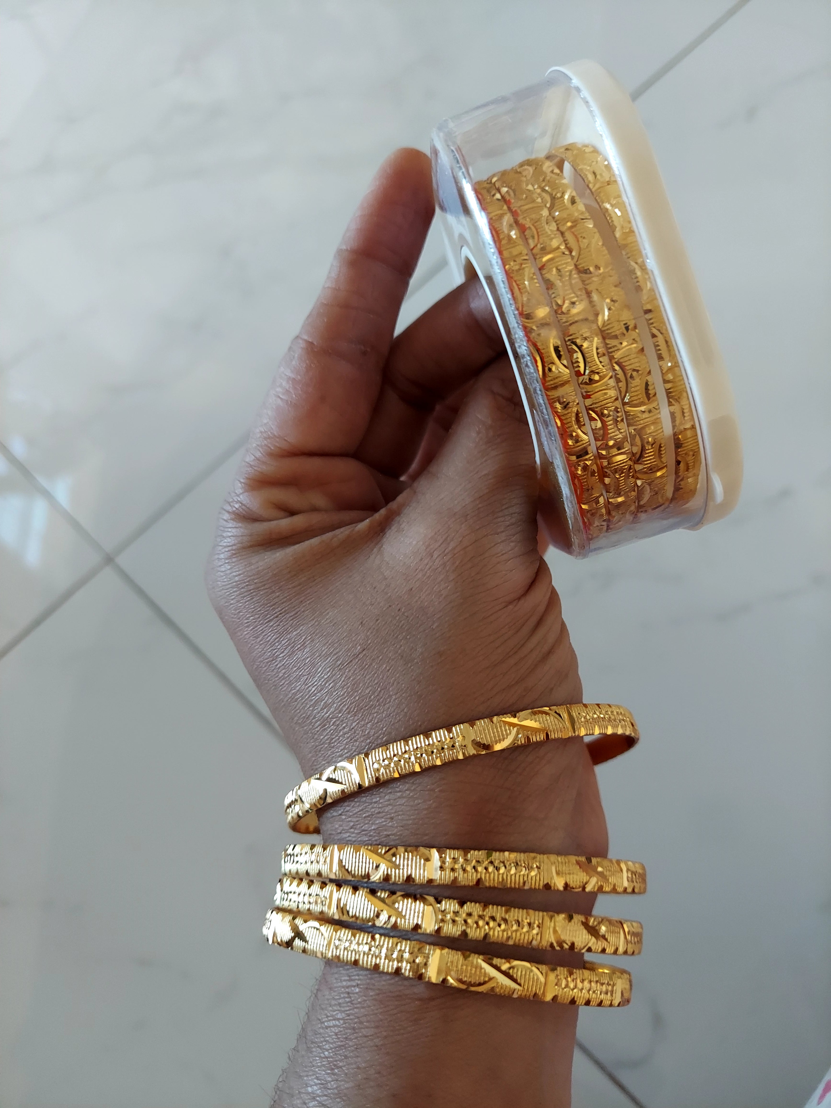 4Pcs Stacable Bangles Set-Gold Plated
