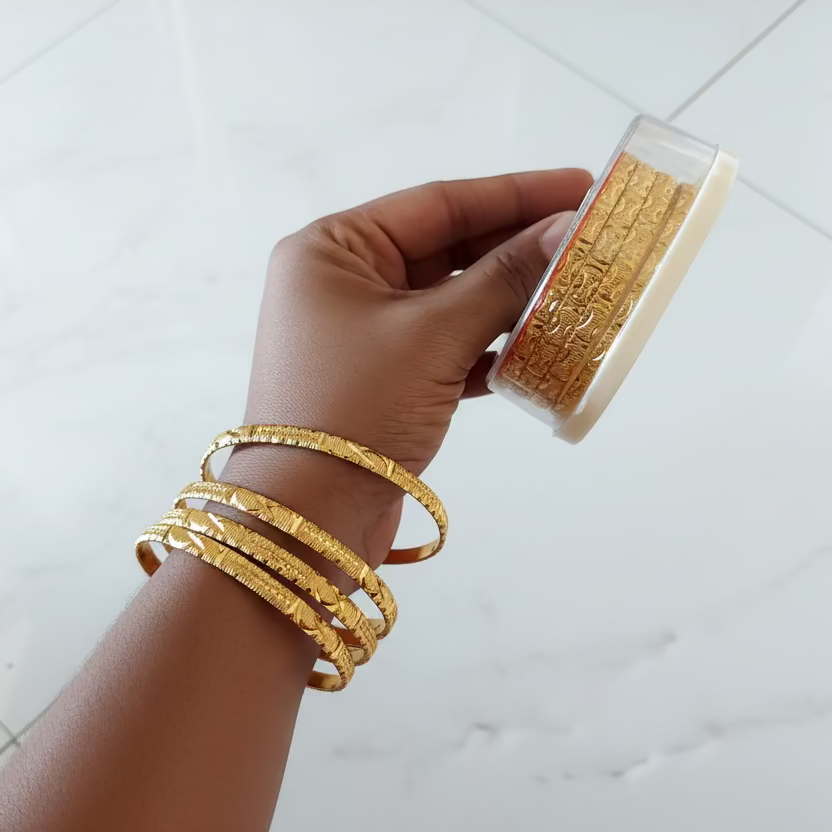 4Pcs Stacable Bangles Set-Gold Plated